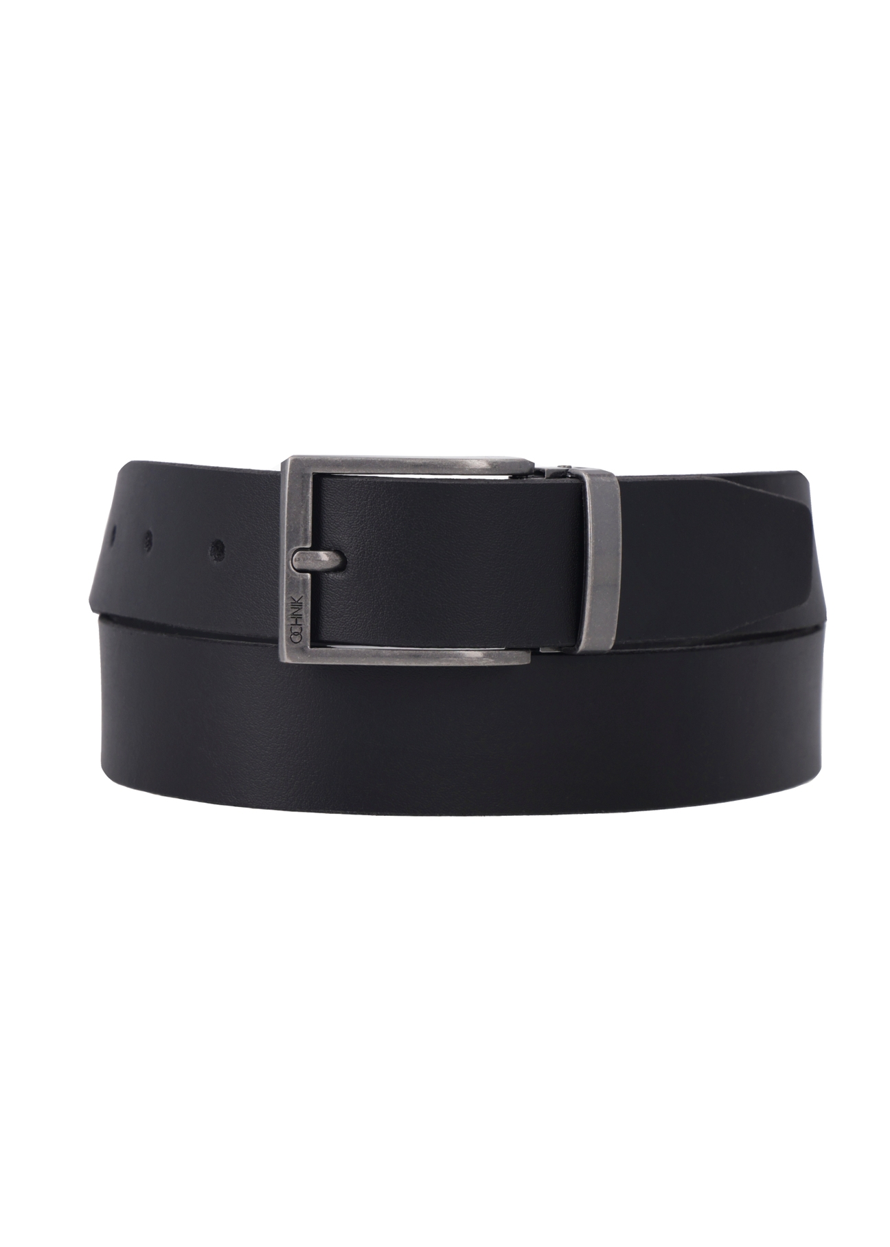 Men's black leather belt PASMS-0289-99(Z26), front product view on white background.