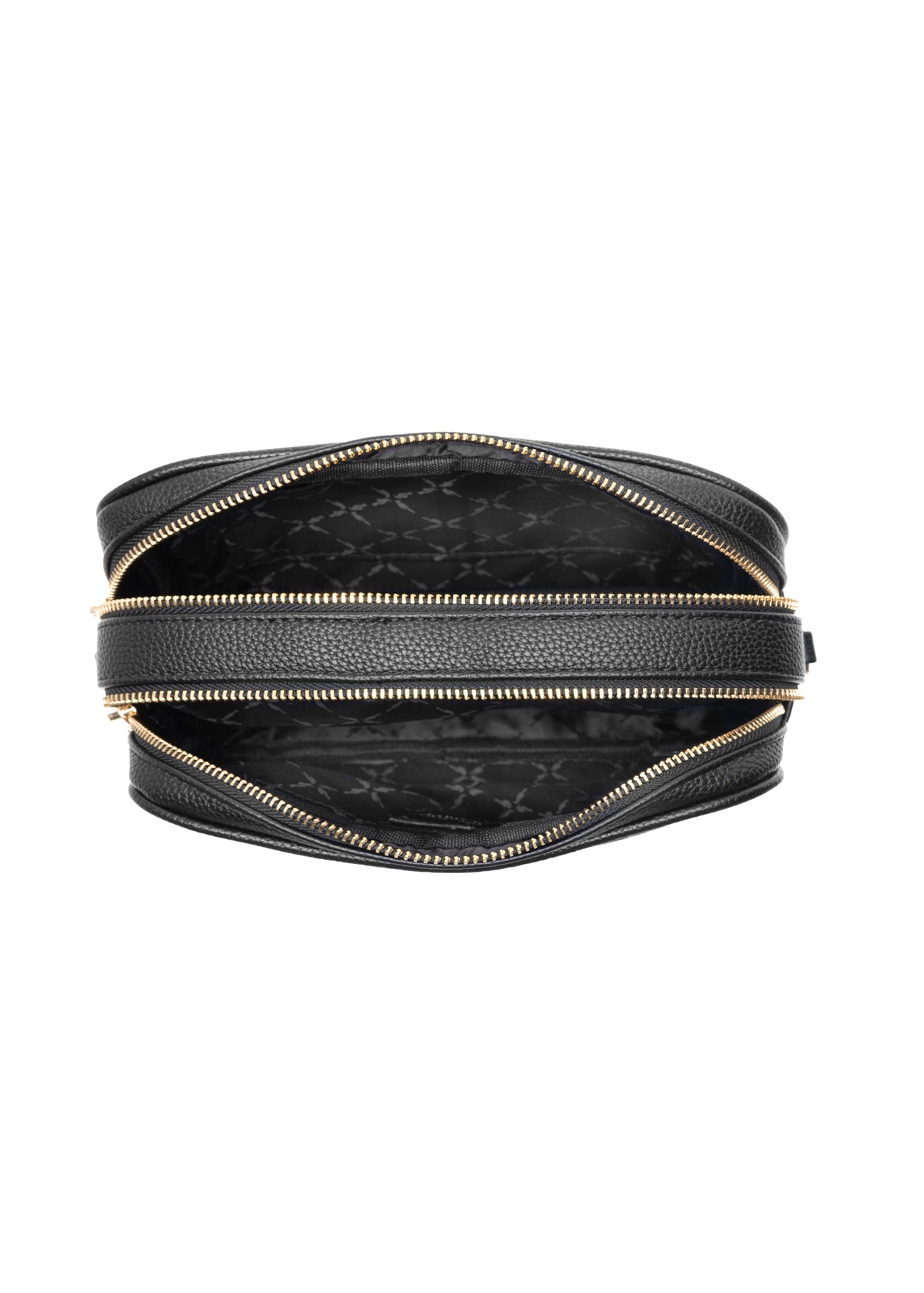 Black women's handbag with monogram TOREN-0277A-99(W25), product view inside on white background.
