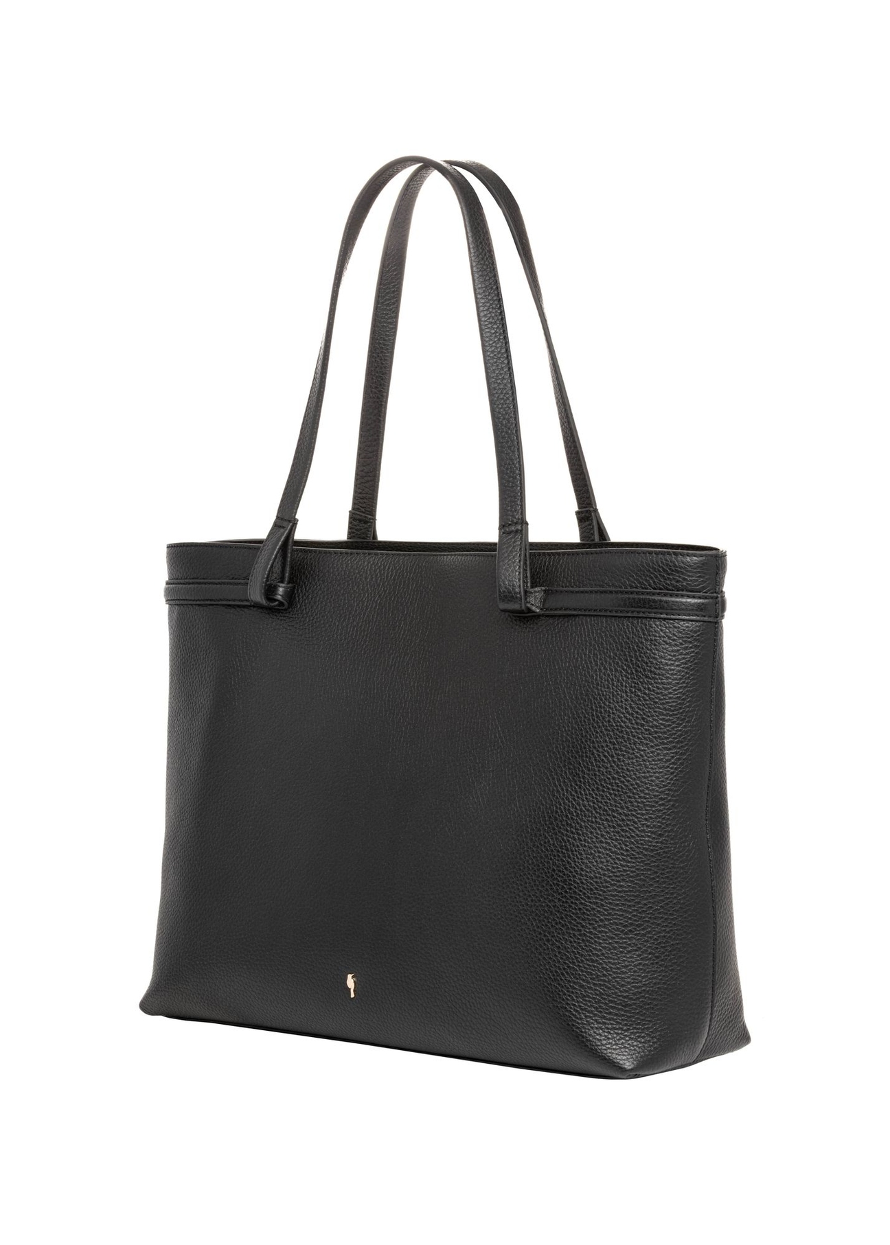 Women's black leather shoulder shopper bag TORES-1357-9I(Z26) - diagonal product view, on a white background.