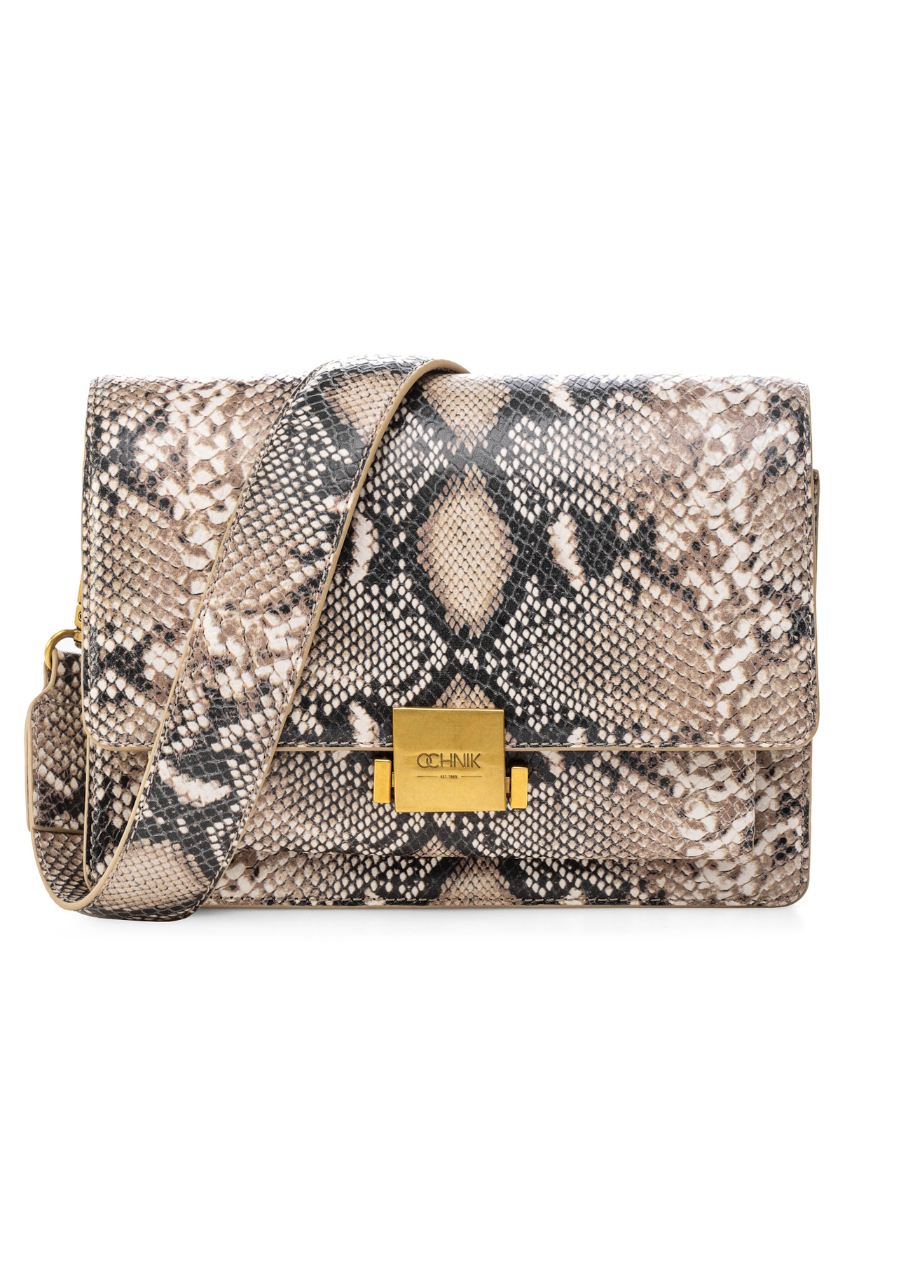 Women's leather handbag with animal motif TORES-1165-86(Z25), front product view on white background.