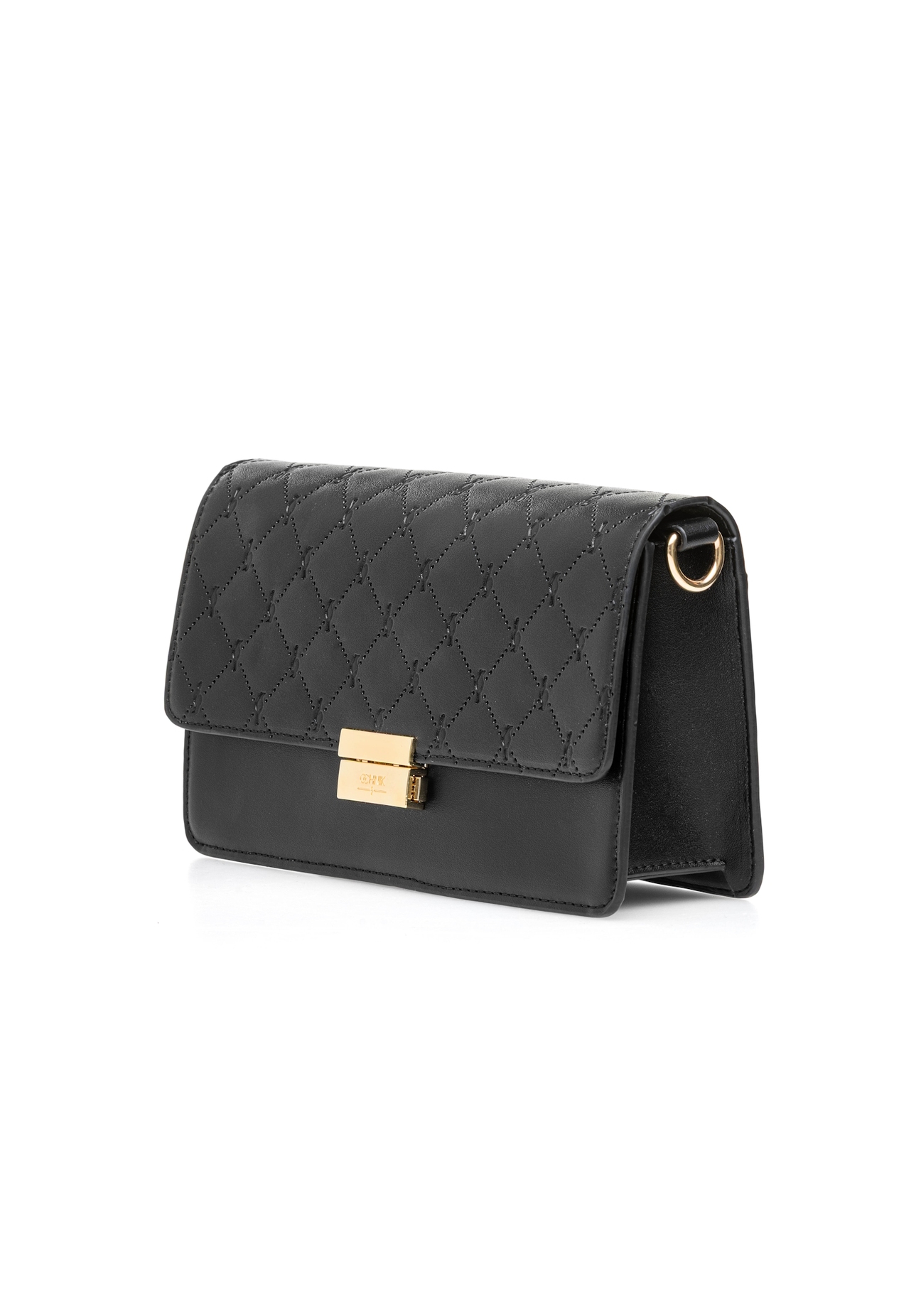 Black women's handbag with monogram TOREC-1046-98(Z25), product visible diagonally, photo on white background.