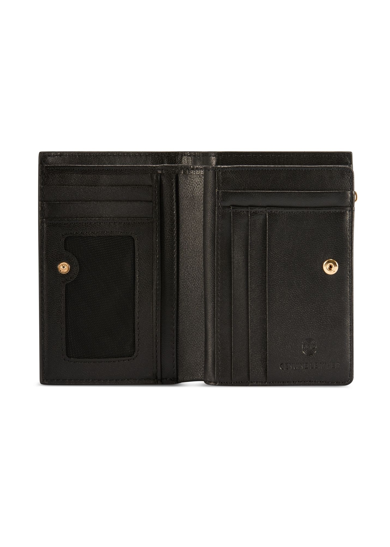 Medium black women's wallet with RFID protection PORES-0823RFID-9I(Z26), product view from the inside on a white background.