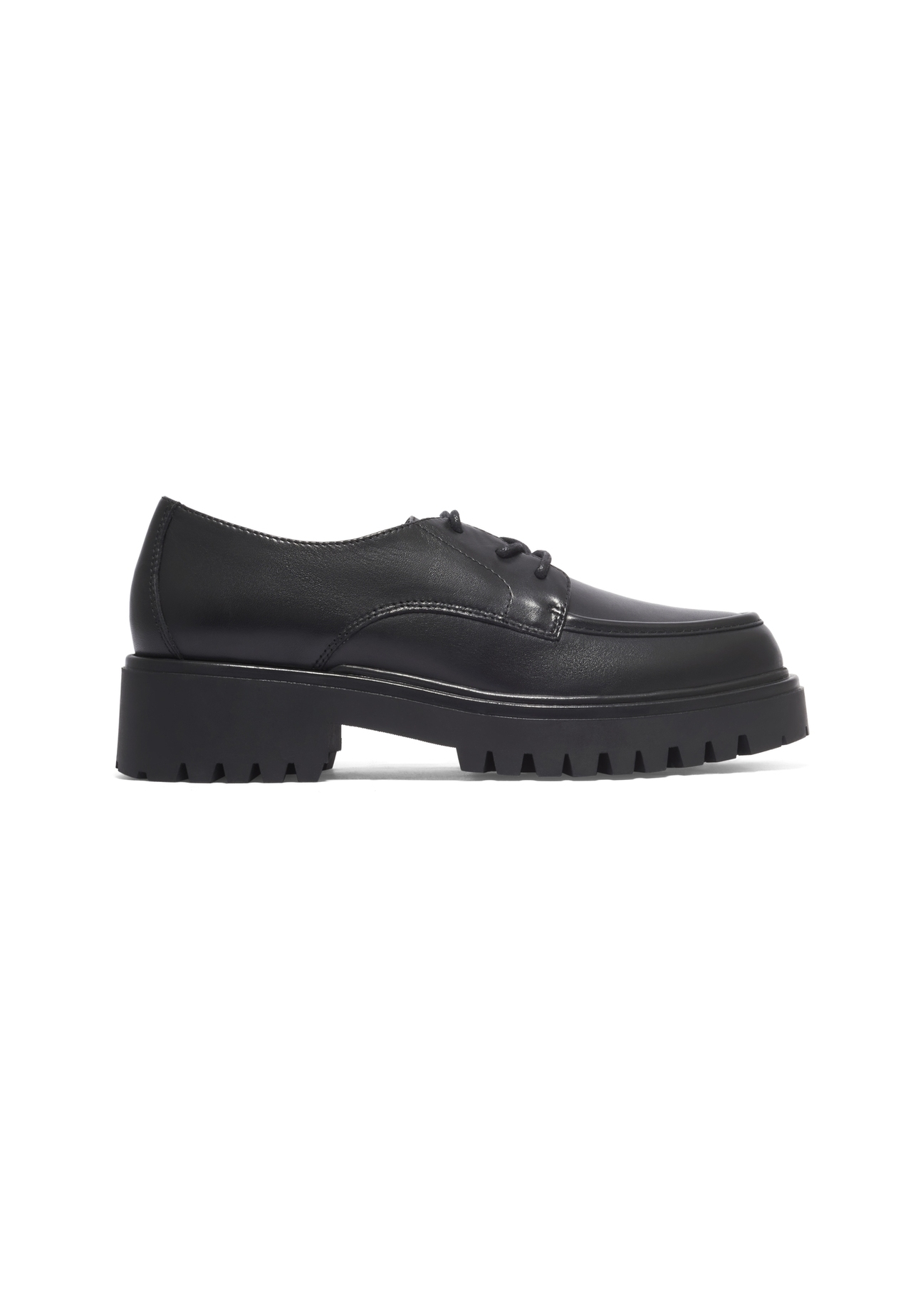 Black leather women's shoes BUTYD-1310-99(Z26), side view of the product on a white background.