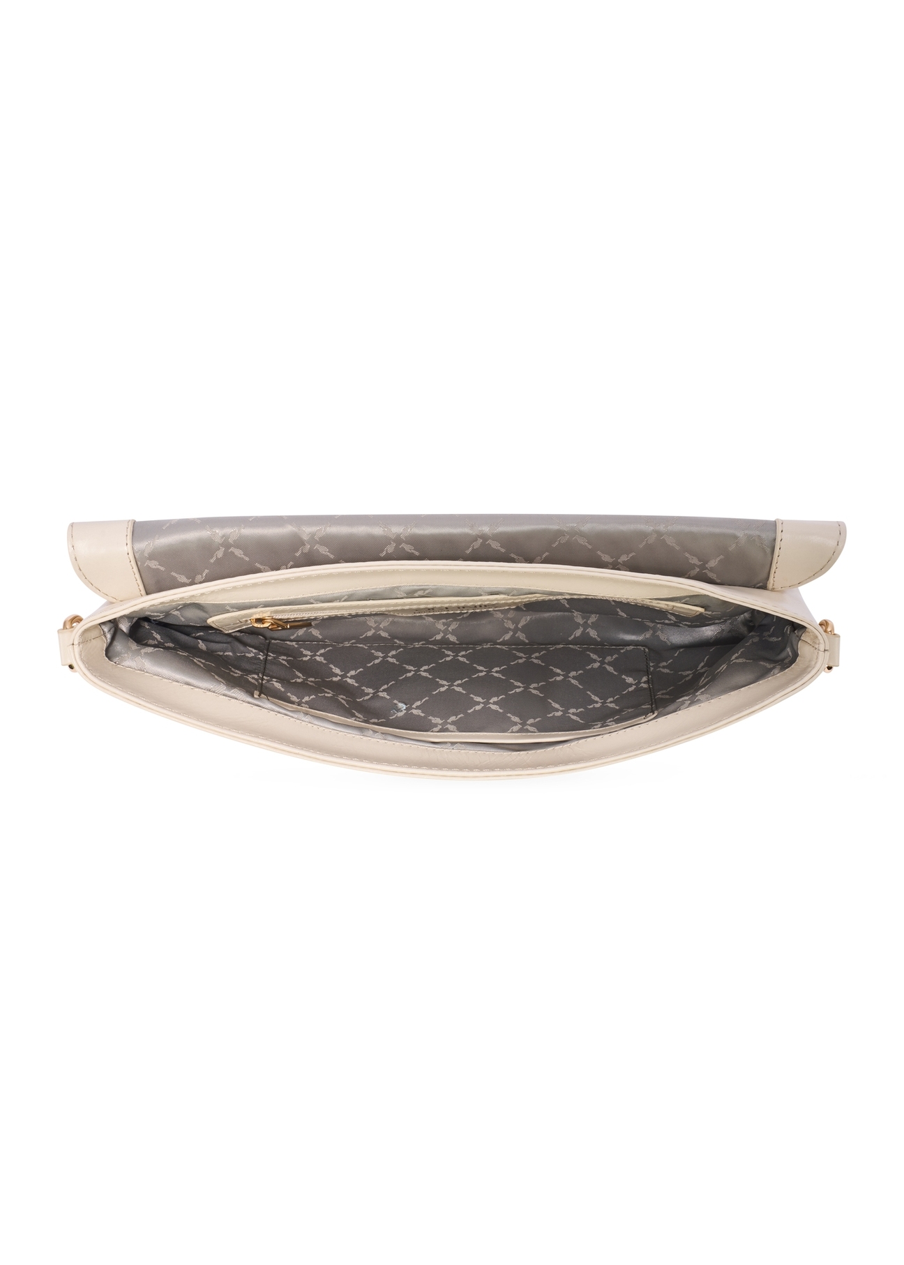 Cream leather clutch bag TORES-1271-0B(W26) - product view from above, on a white background.