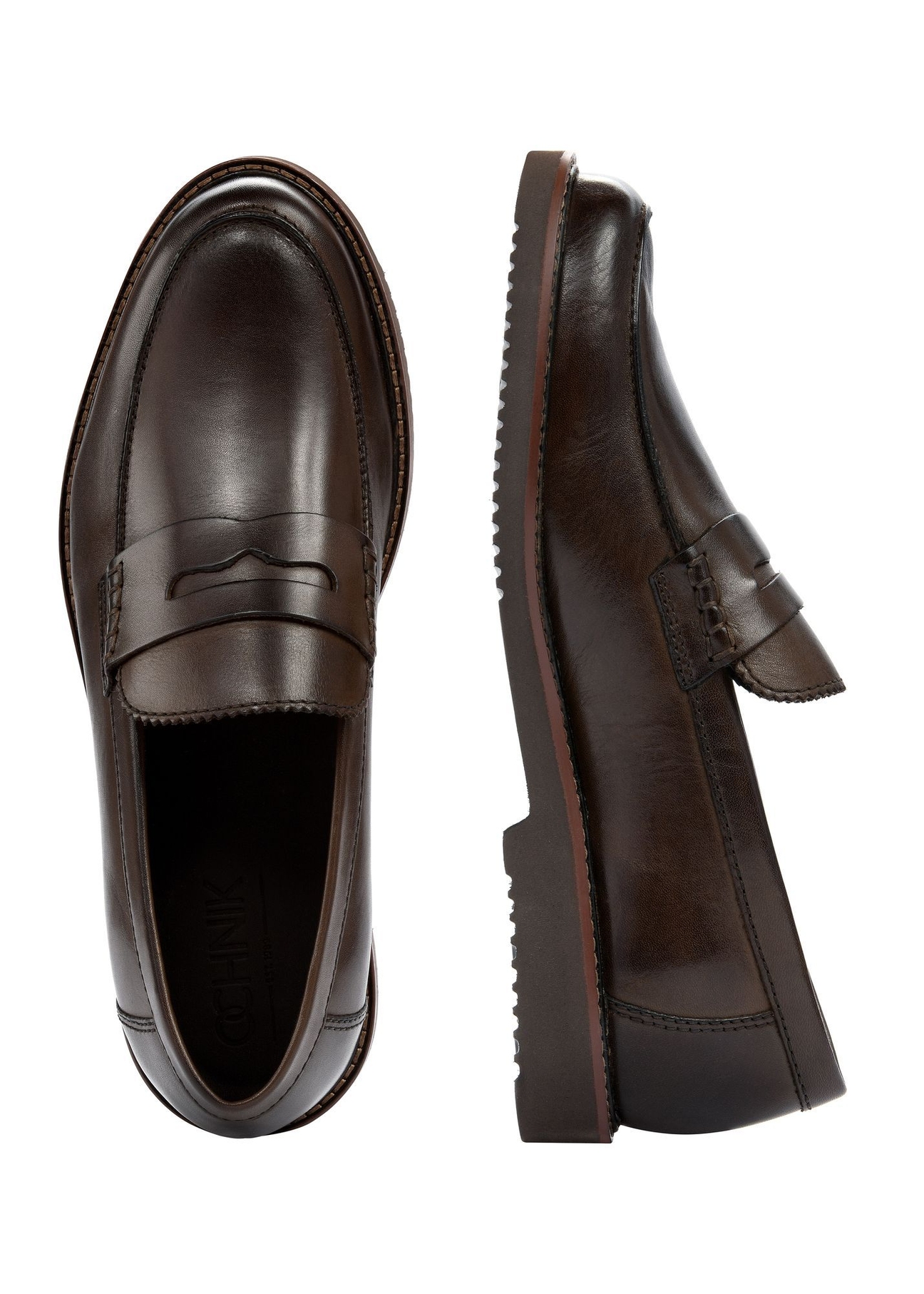 Dark brown leather men's loafers BUTYM-0502-90(W25)-05