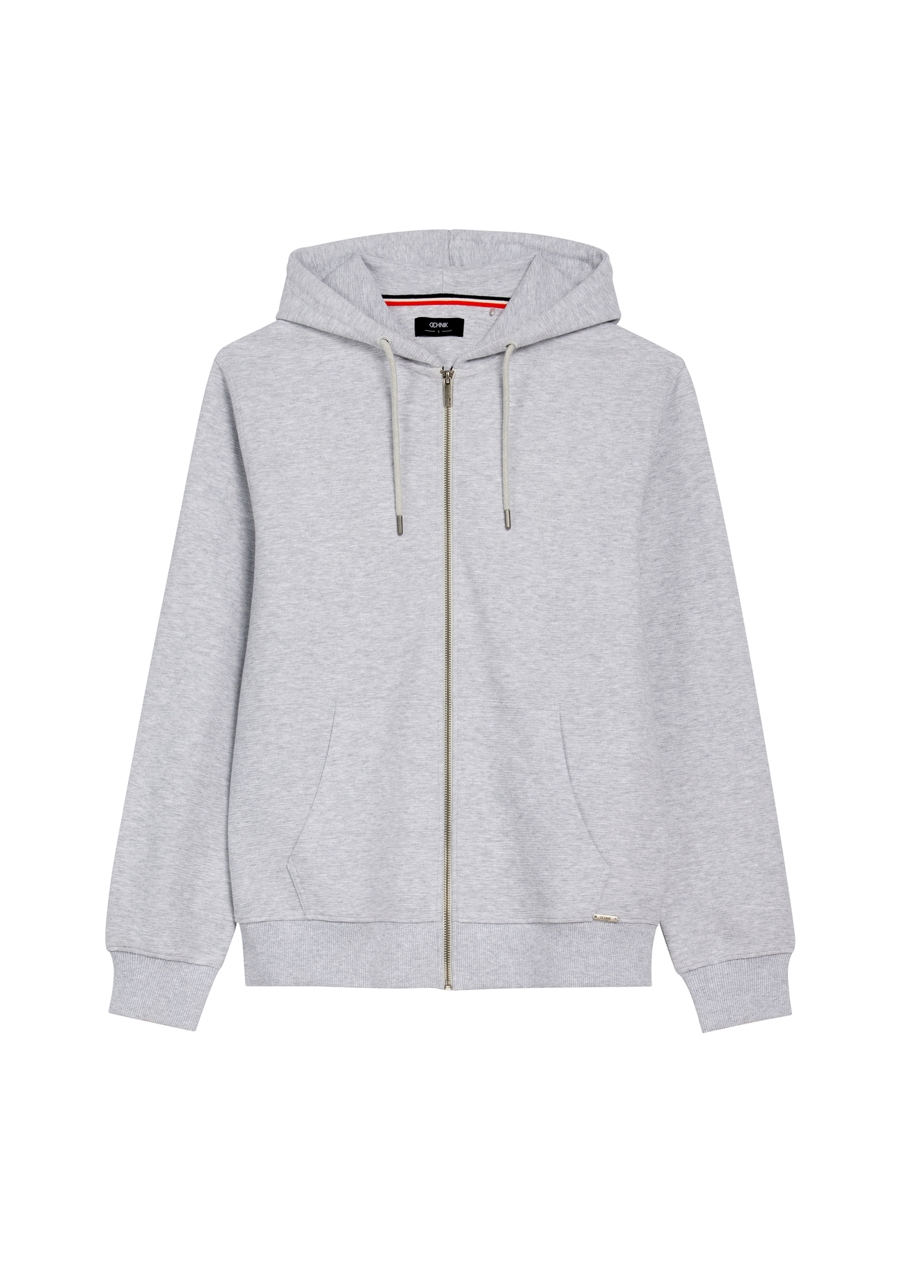 Men's gray hooded sweatshirt BLZMT-0079-9A(W26), product view from the front on a white background.