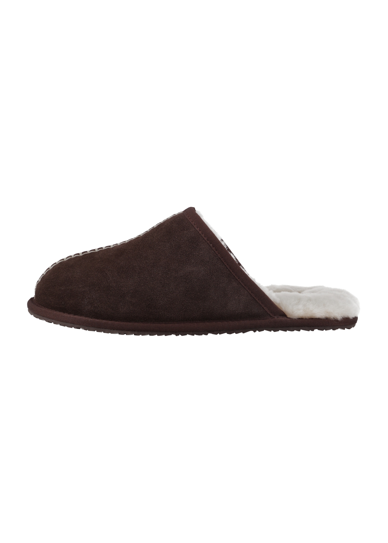Men's dark brown suede slippers BUTYM-0552-1I(Z26), side view of the product on a white background.