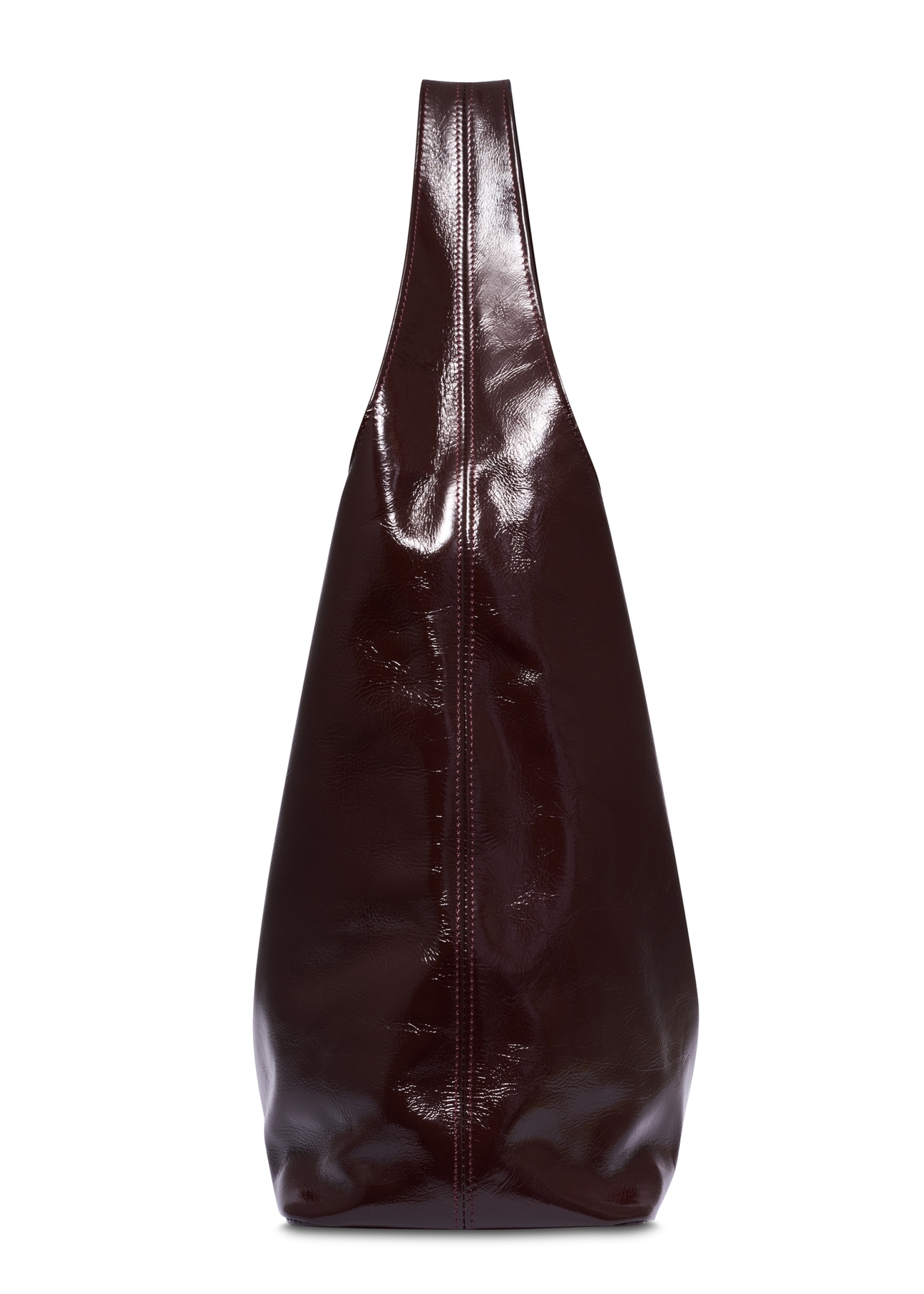 Burgundy leather shopper bag TORES-1372-4D(Z26), side product view on white background.