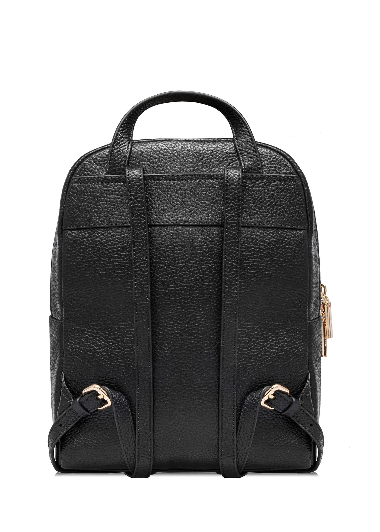 Black leather women's backpack TORES-1072E-9I(W26) - product view from the back, on a white background.