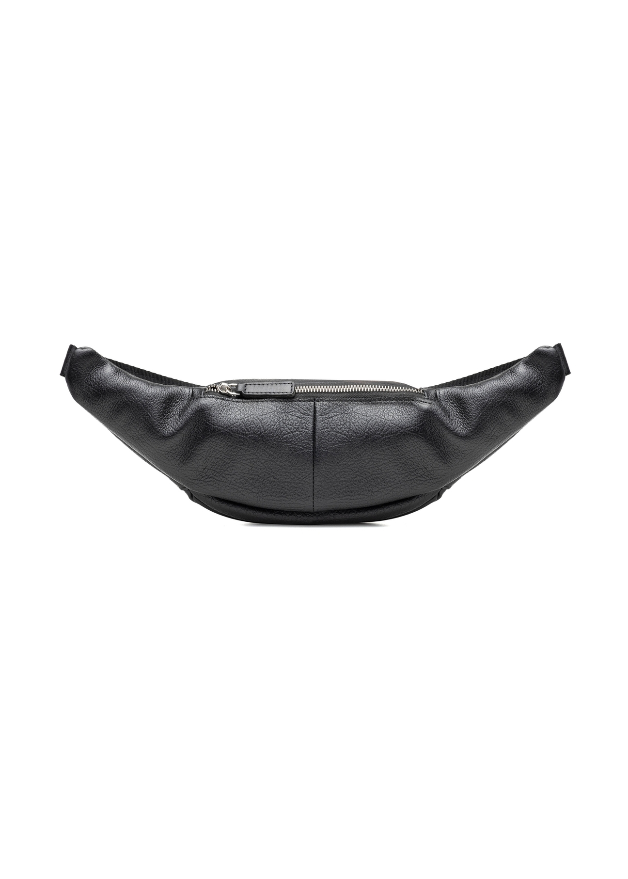 Men's black leather waist bag with logo TORMS-0295A-99(Z25) - back view of the product on a white background.