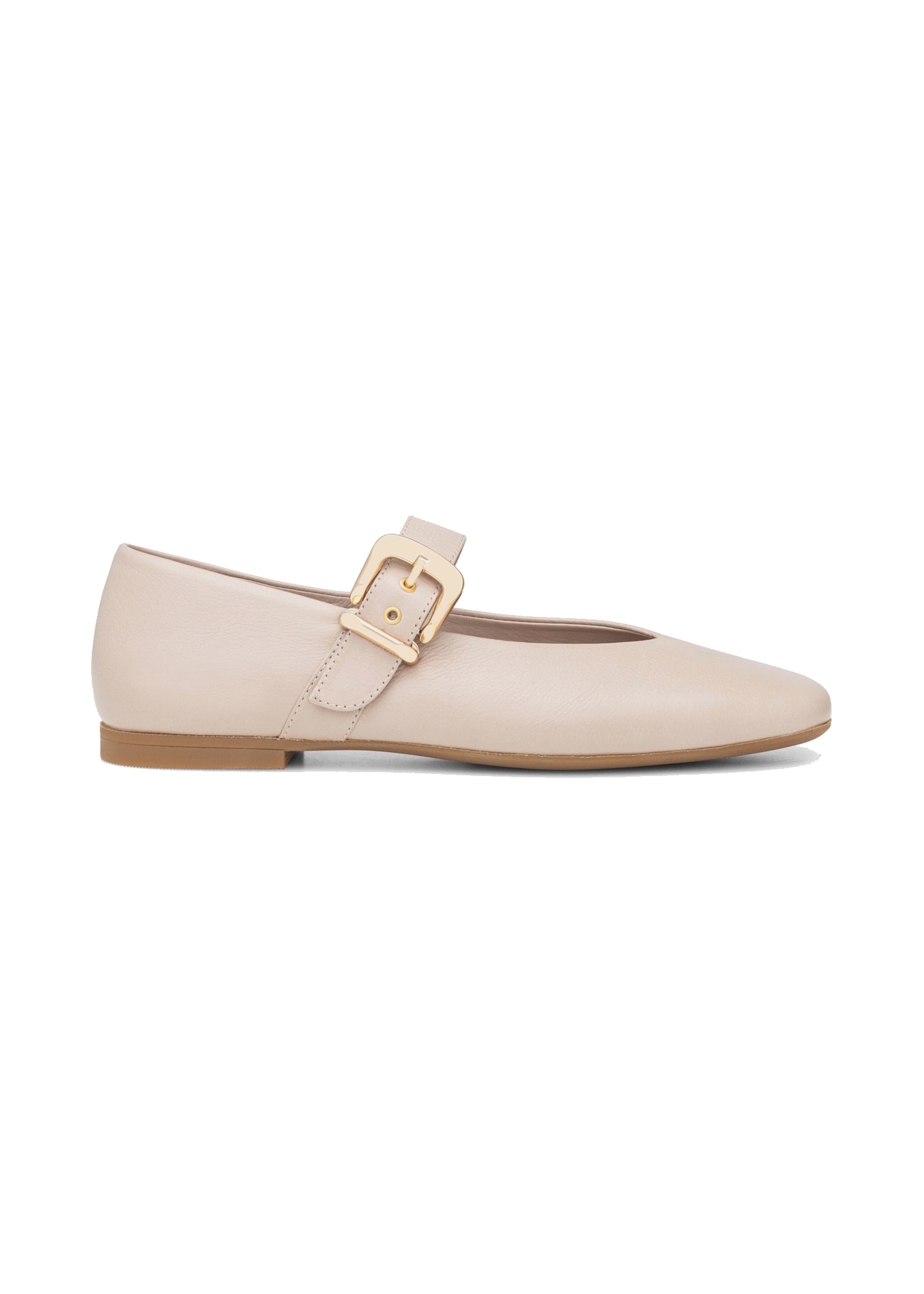 Women's leather ballerinas in cool beige color BUTYD-1244-1K(W26)