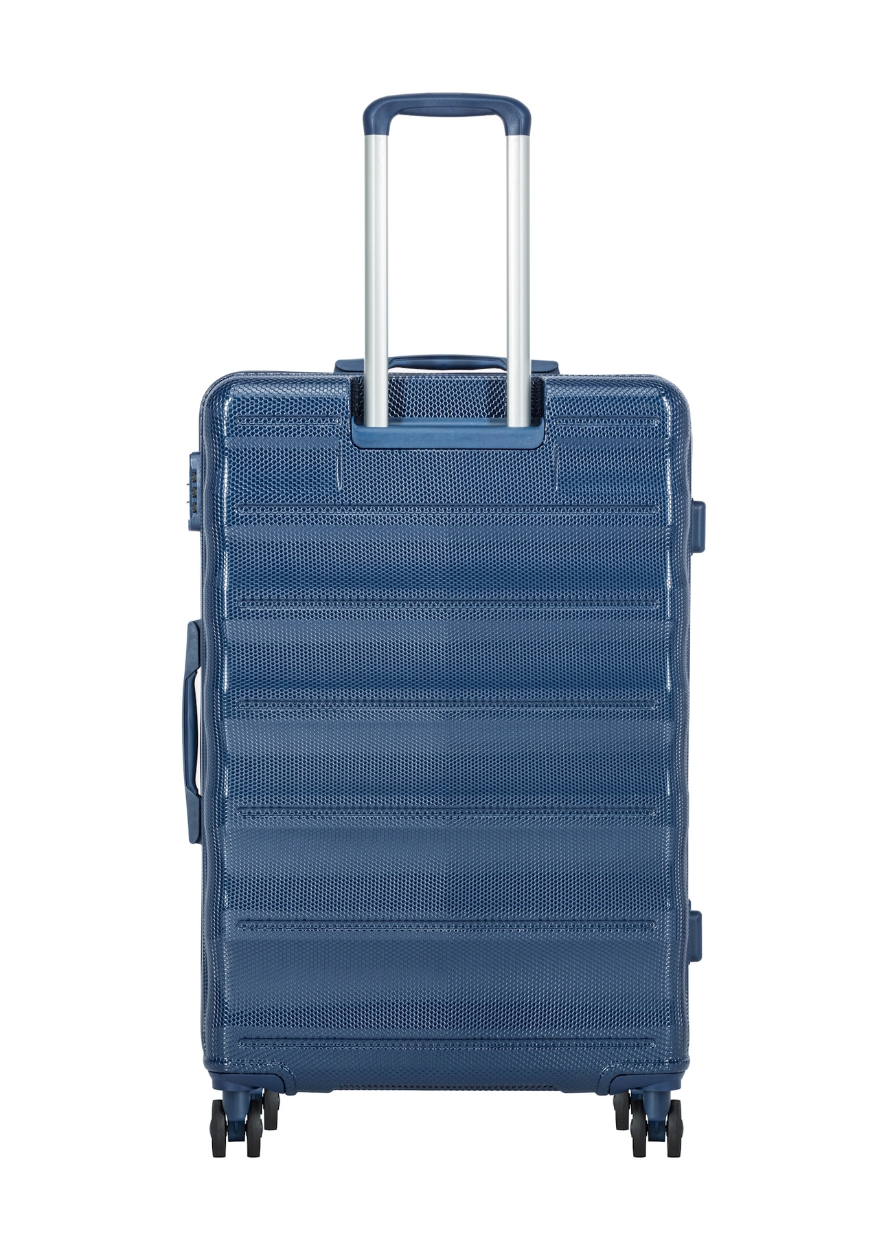 Large suitcase on wheels WALPC-0015-7D-28(W26), product view from the back on a white background.