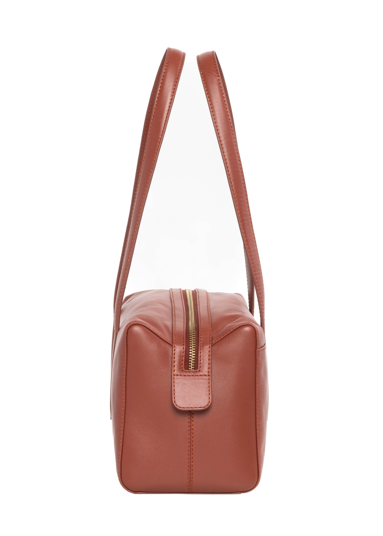 Women's leather handbag in red color TORES-1431-3D(Z26), side view of the product on a white background.