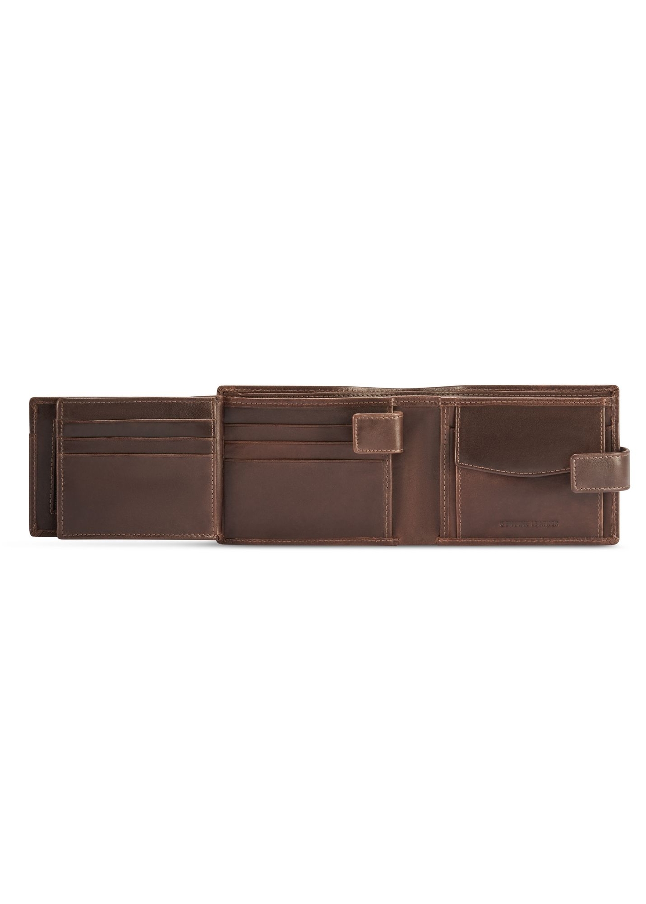 Brown leather men's wallet PORMS-0671-1H(Z26), product view from the inside on a white background.-01