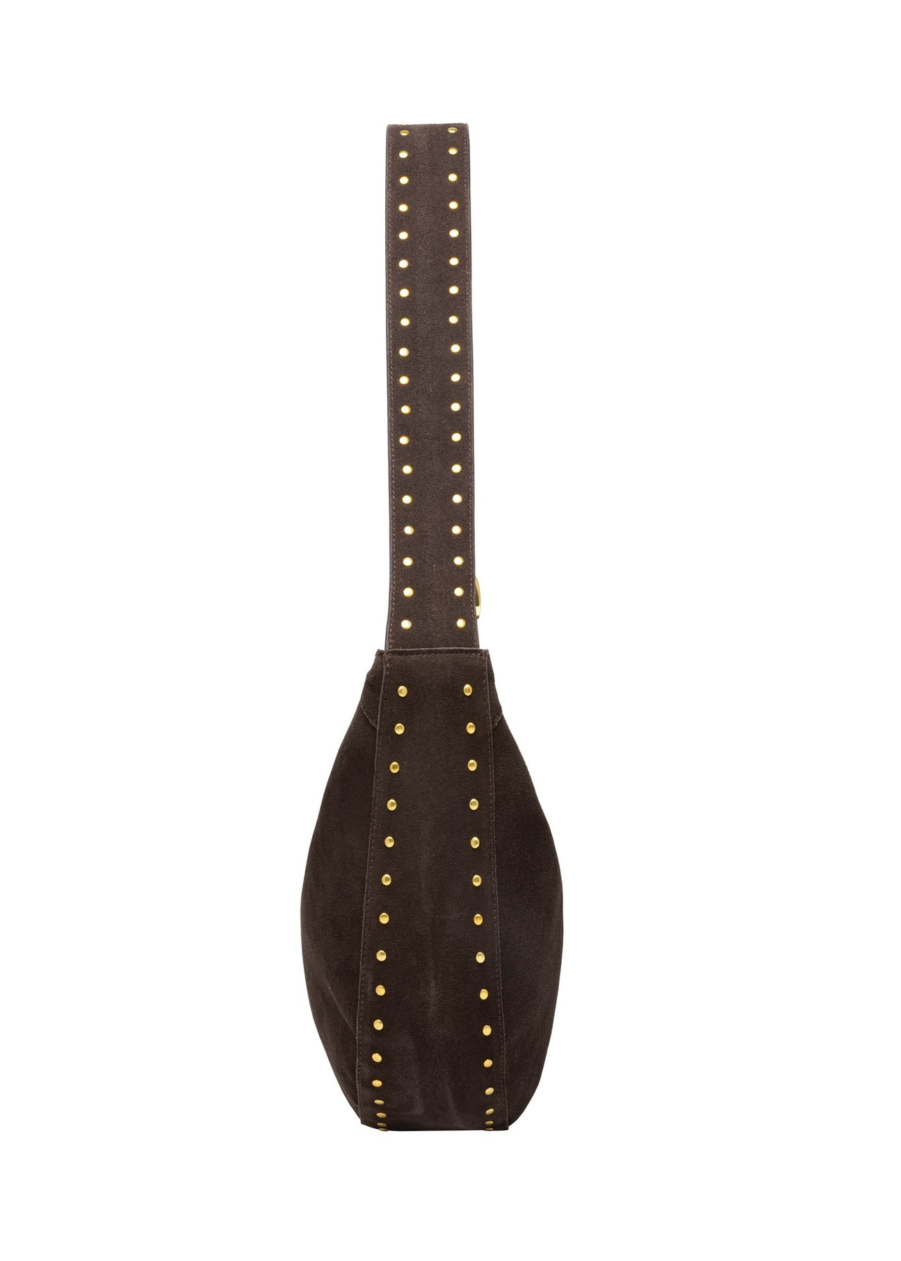 Brown suede women's hobo bag TORES-1384-1I(Z26) - side product view, on white background.