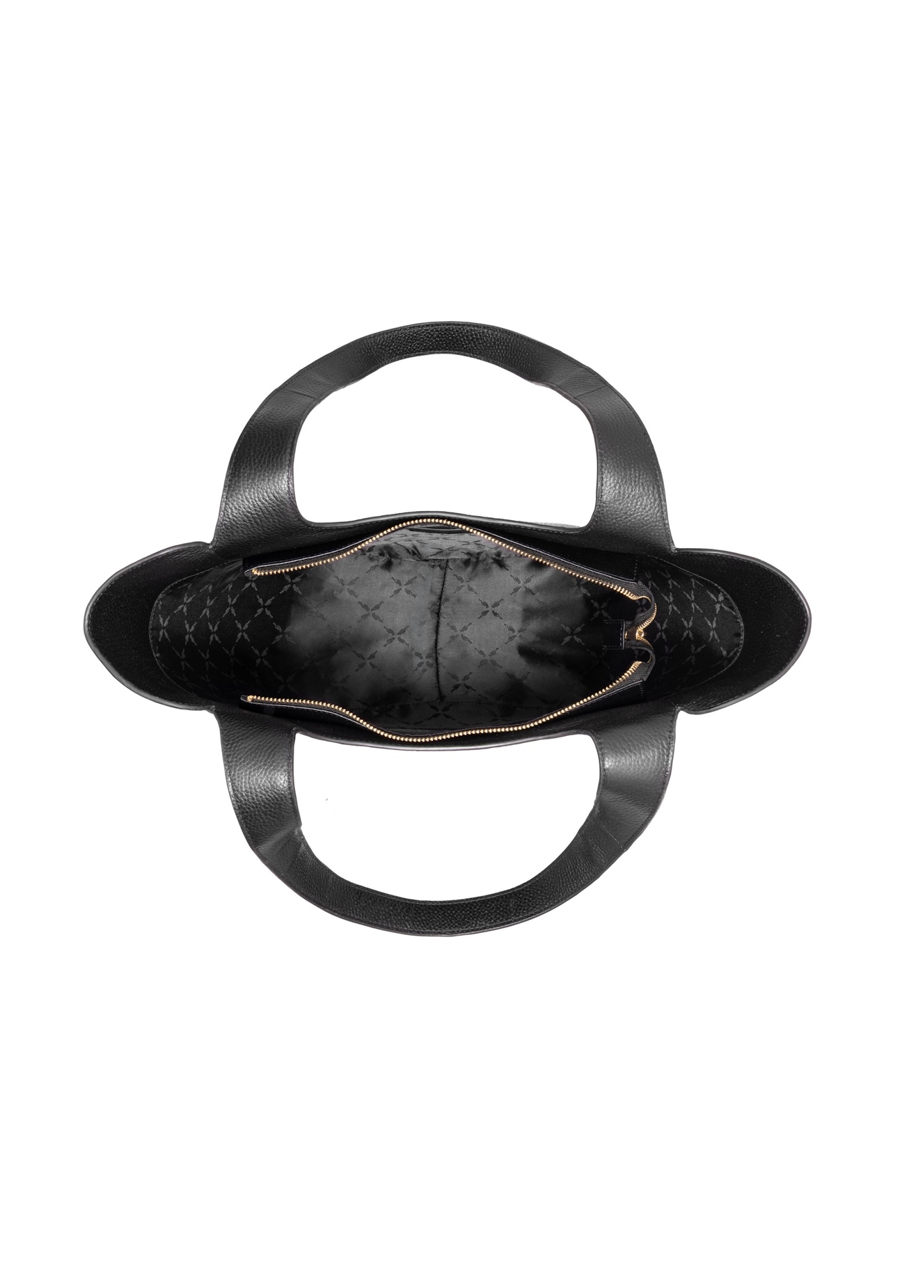 Women's leather black shopper bag TORES-1340-9I(Z26), product view inside on white background.