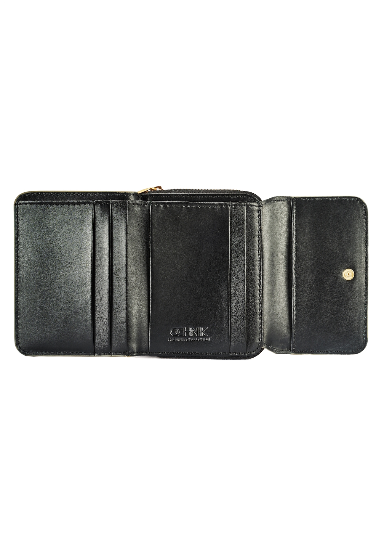 Small leather animal print wallet PORES-0949-81(W25) - front view of the open product on a white background.