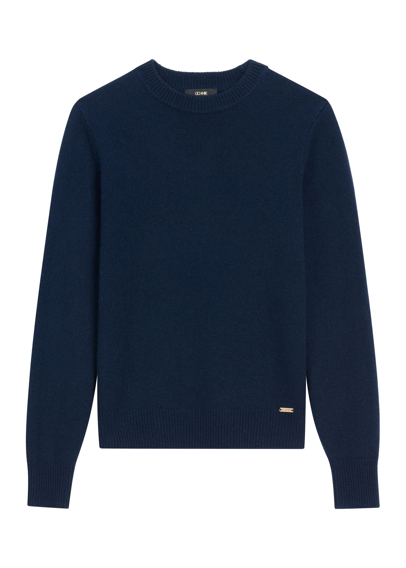 Navy blue women's cashmere and wool sweater SWEDT-0251A-7E(Z26), front product view on white background.