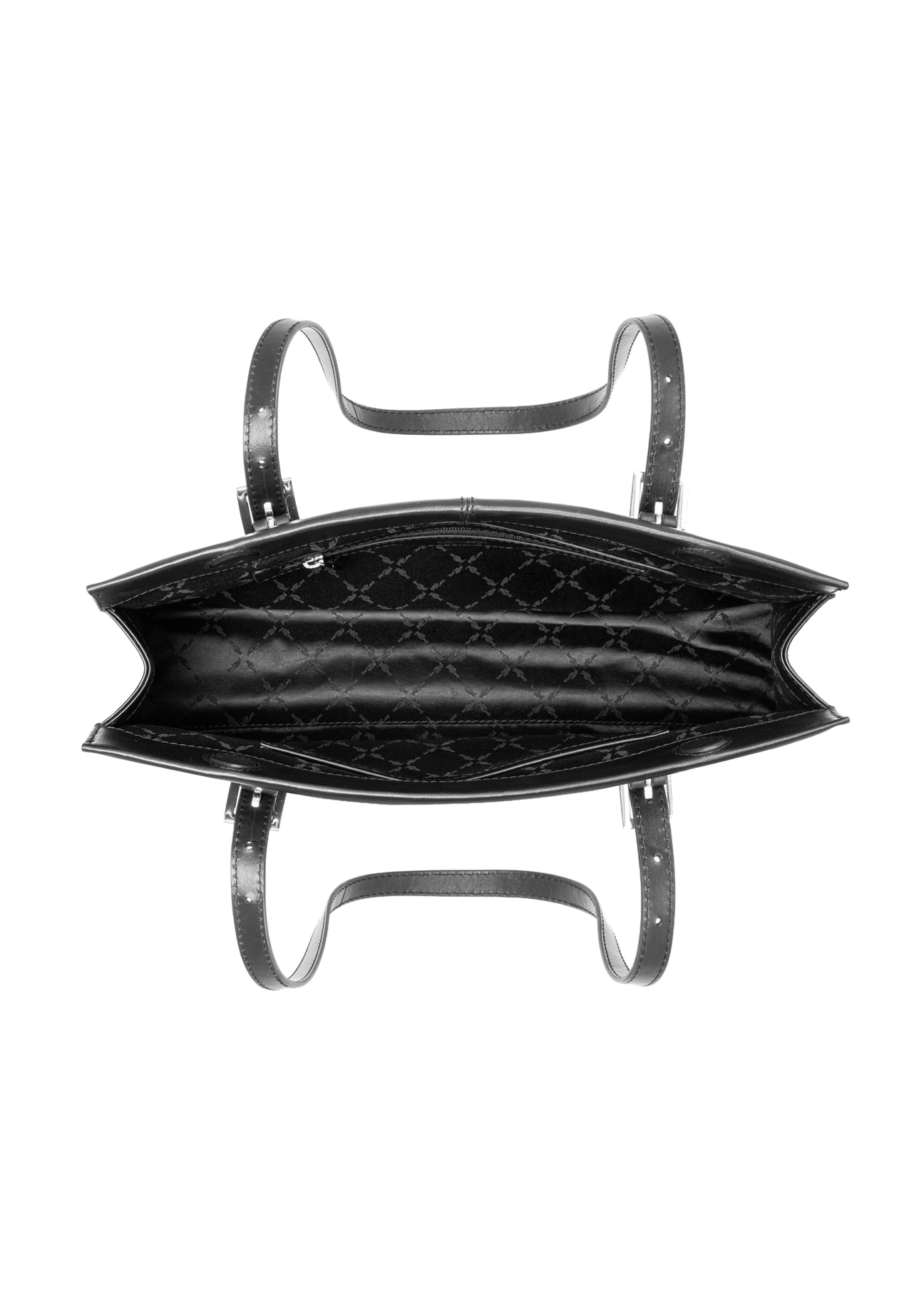 Black leather women's shoulder bag TORES-1429-99(Z26). Top view on a white background.