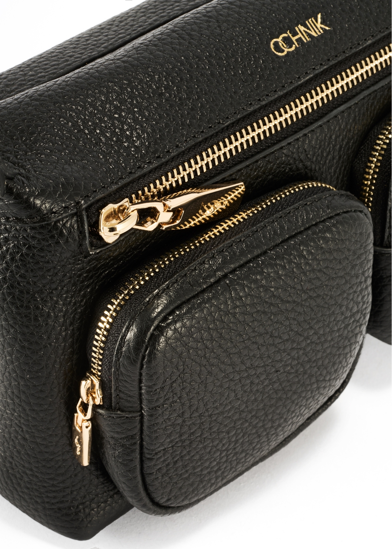 Black leather women's handbag TORES-1161-99(Z25), close-up of product detail, view on white background.