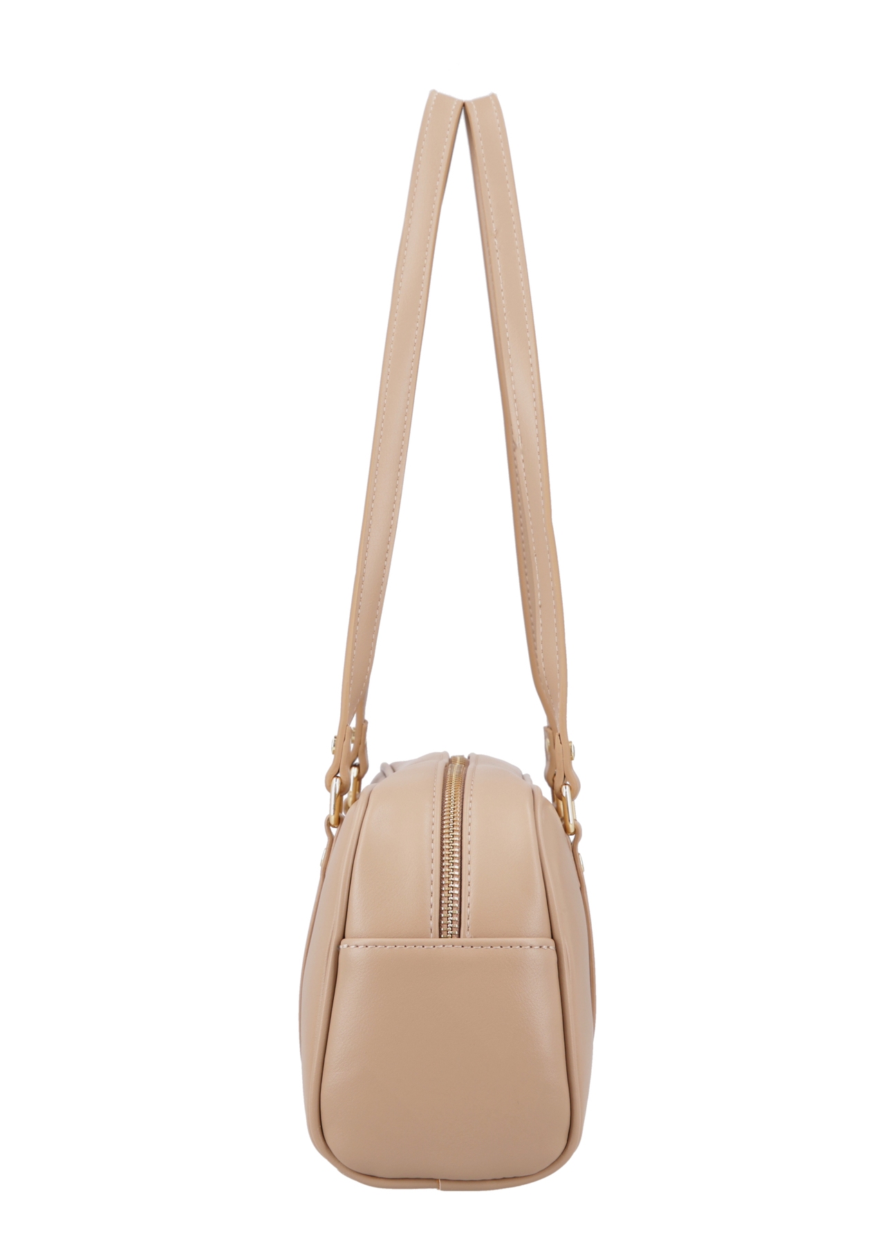 Dark beige shoulder bag TOREC-1233-1K(Z26), product view from the side on a white background.