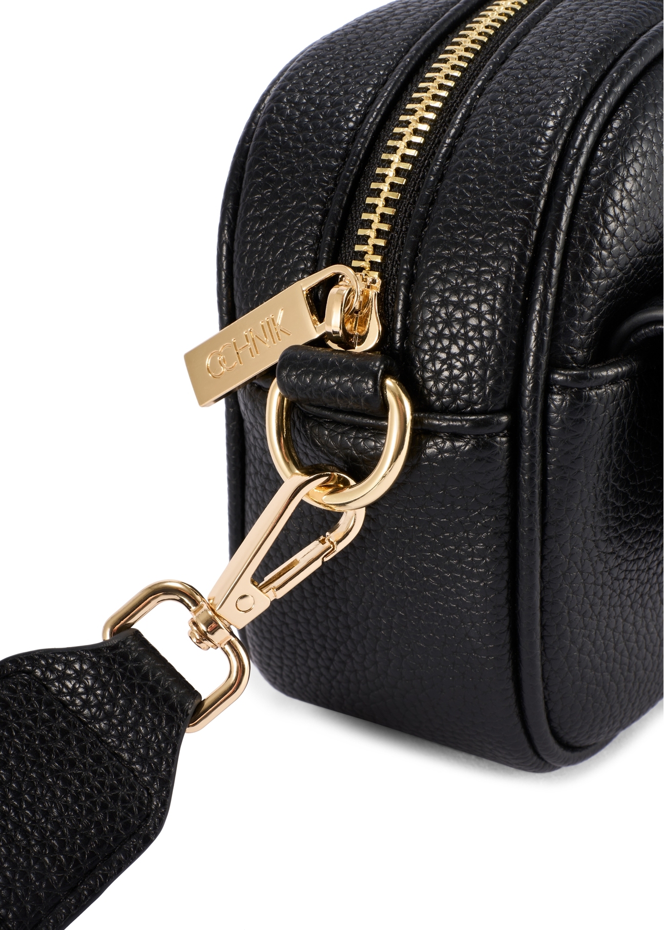 Small black women's handbag TOREC-1174-99(W26), close-up of the product detail on a white background.