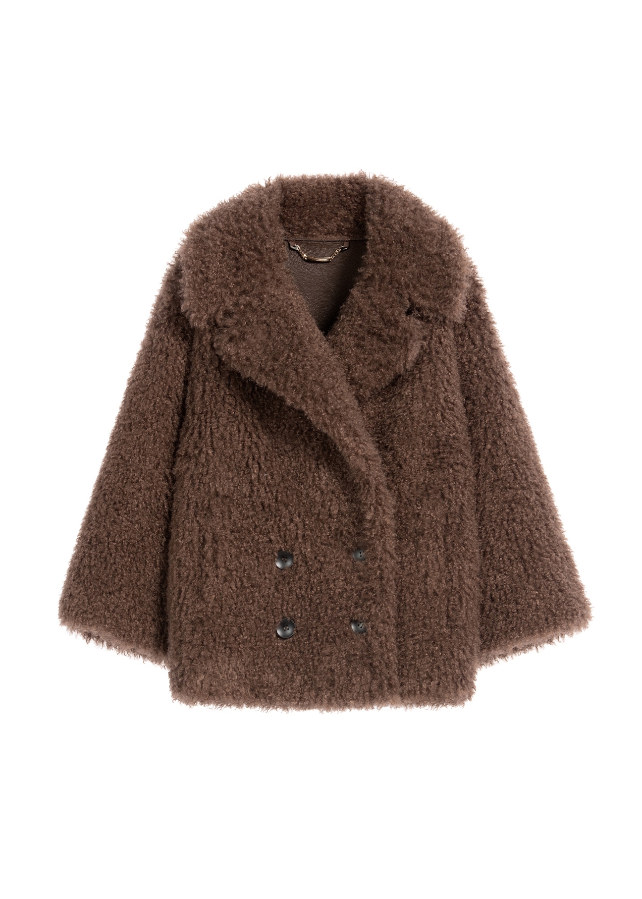 Brown short women's fur coat FUTDP-0076-89(Z25) - front product view on white background.