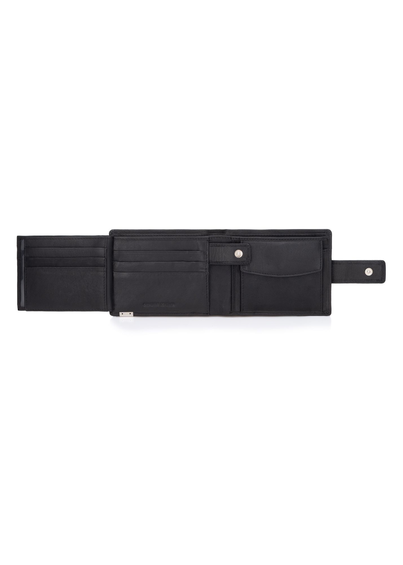 Black men's leather wallet PORMS-0144B-99(Z25), product view inside on white background.