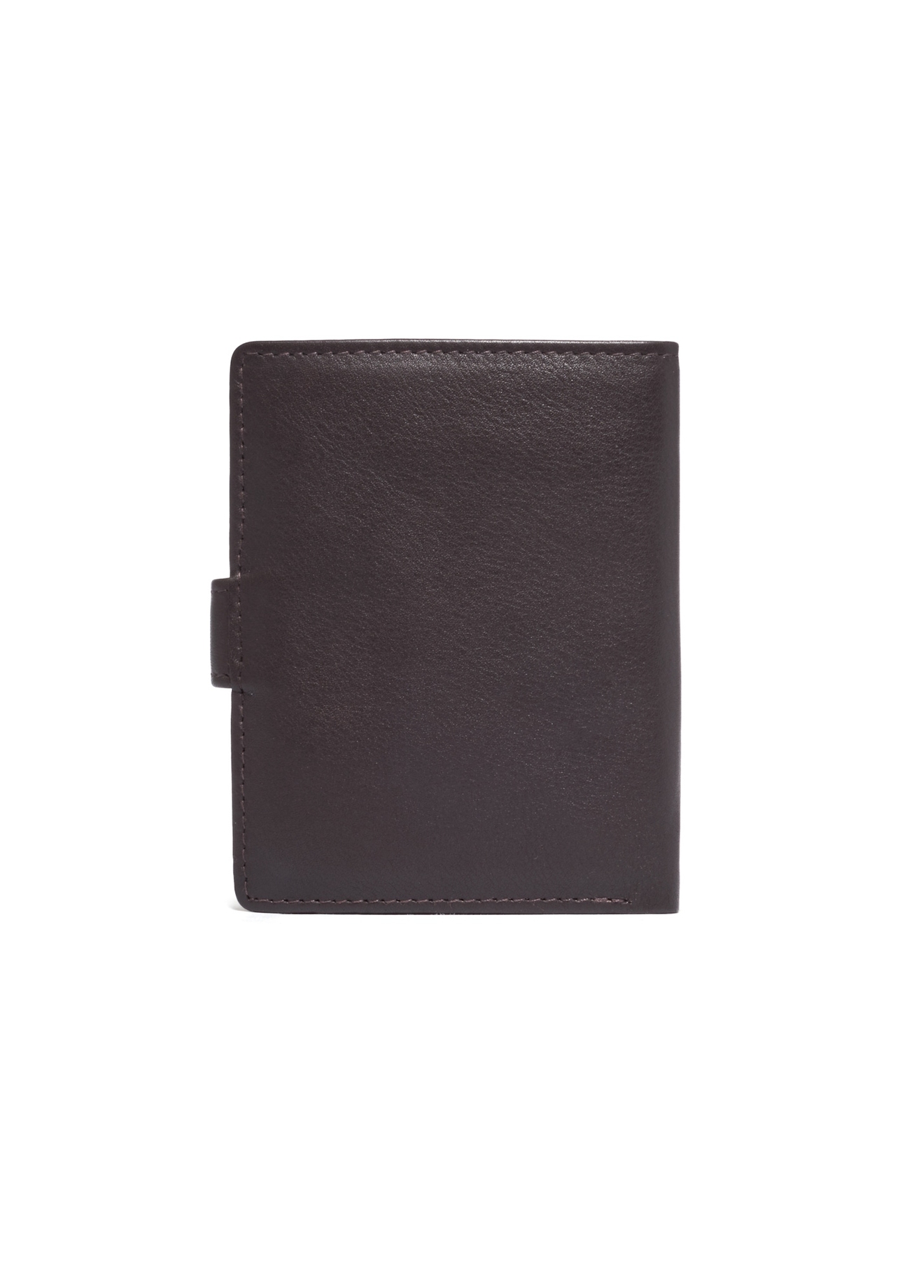 Brown leather men's wallet PORMS-0704-1H(Z26), product view from the back on a white background.