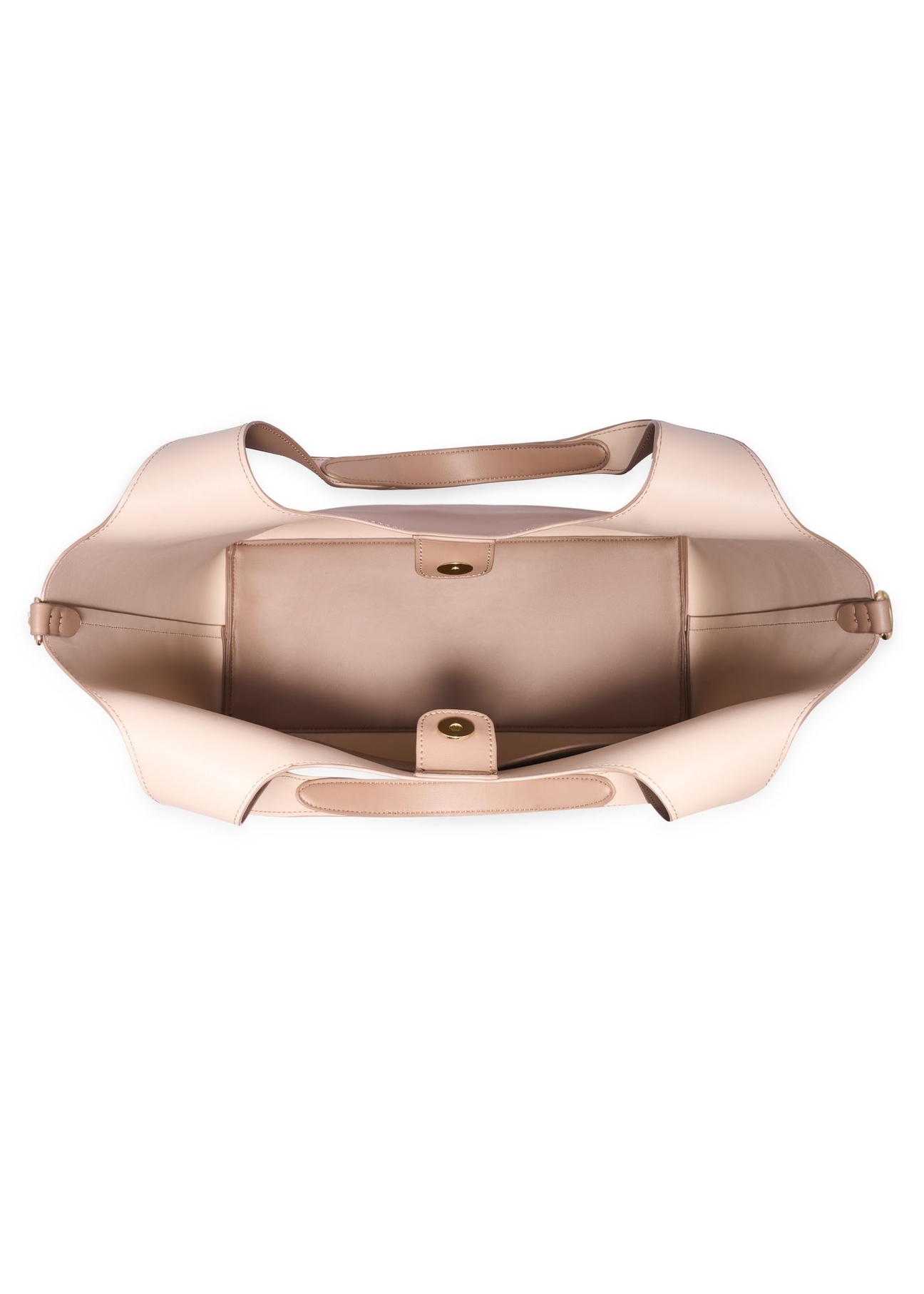 Beige women's shopper bag TOREC-1259-1B(Z26) - product view from above, on a white background.