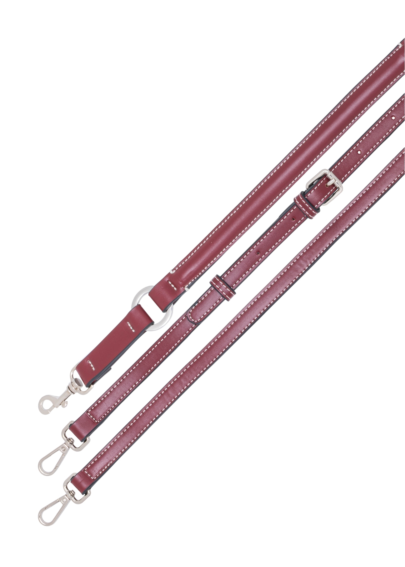 Dark red women's handbag with stitching (TOREC-1380-4C(Z26)), view of the product straps against a white background.