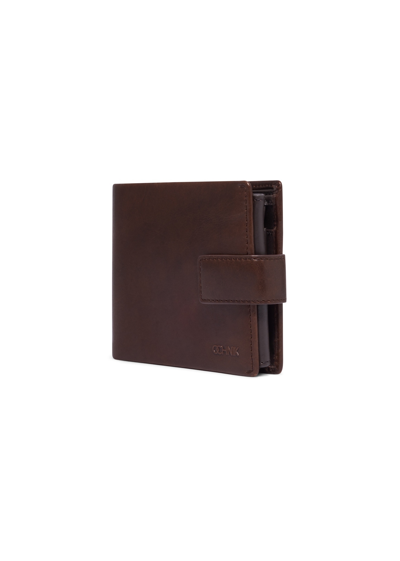 Dark brown leather men's wallet PORMS-0733-1I(Z26), diagonal product view on white background.
