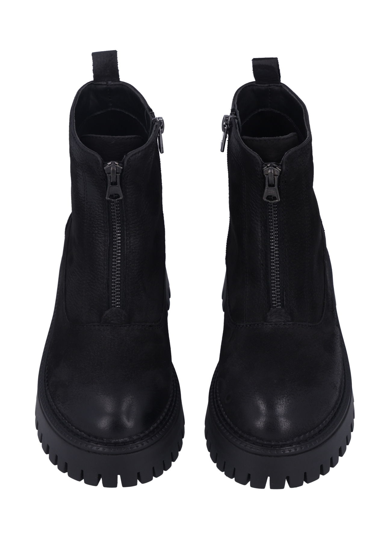 Black leather women's ankle boots BUTYD-1291-9I(Z26), front product view on white background.