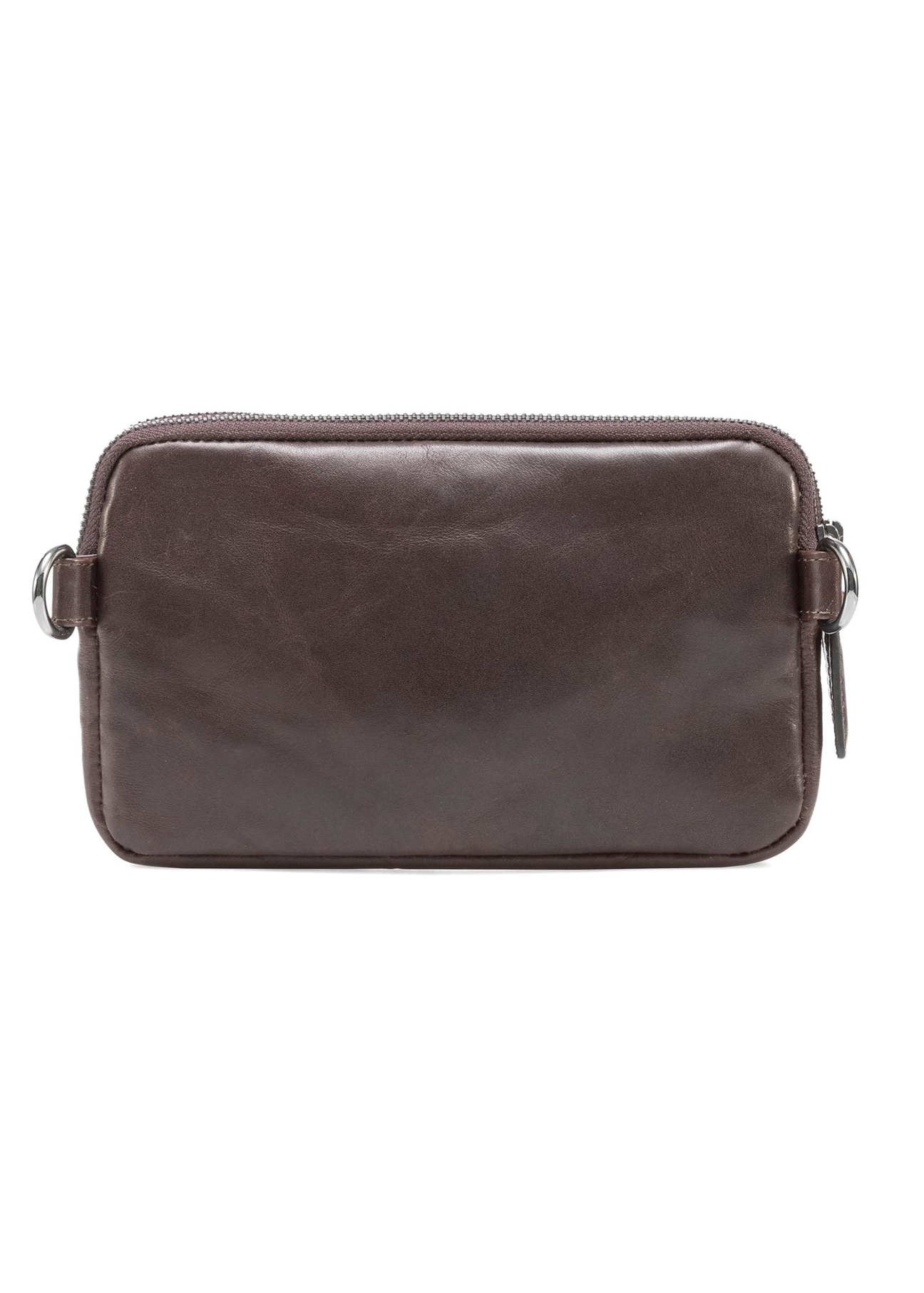Men's brown leather waist bag TORMS-0462-1H(Z26), product view from the back on a white background.