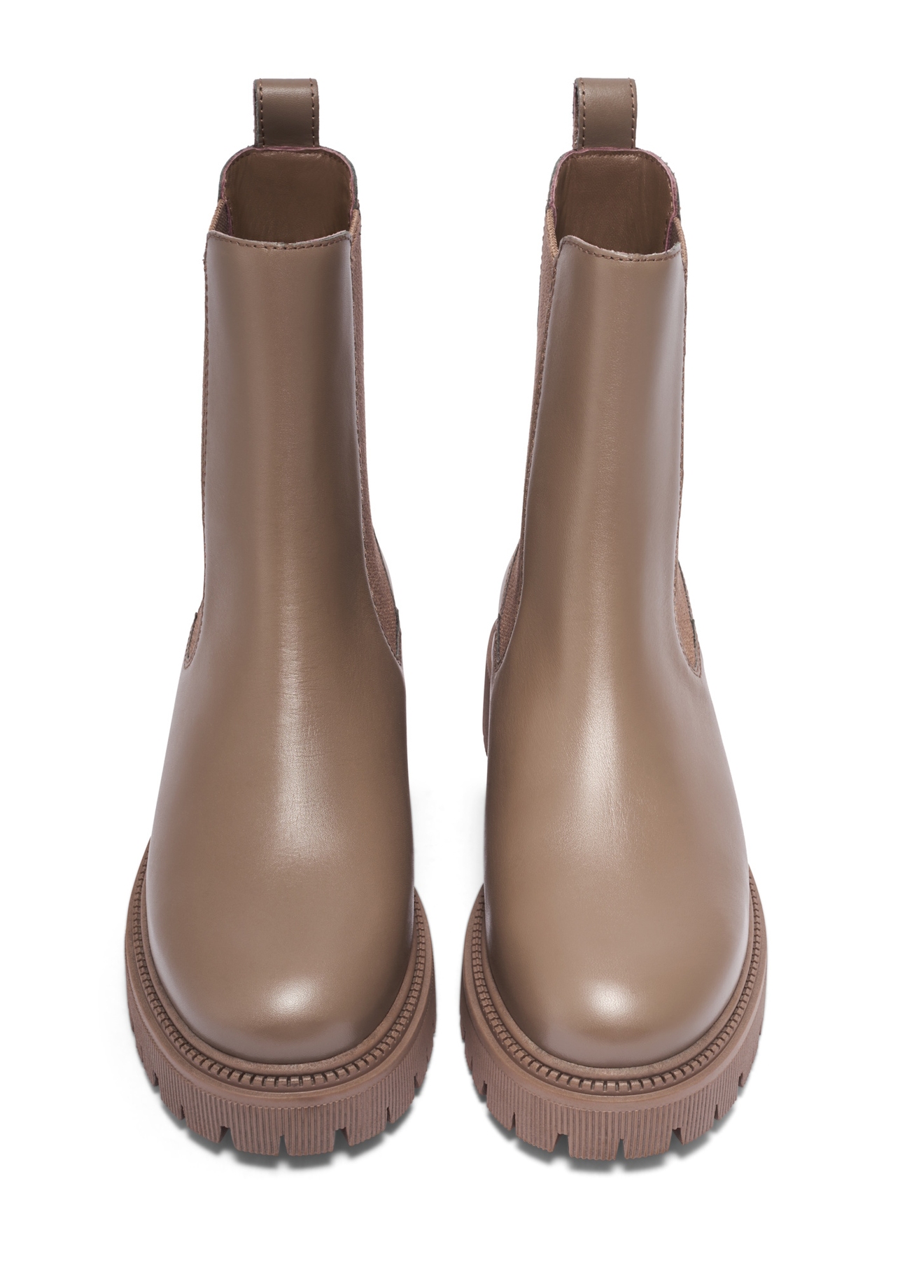 Women's leather Chelsea boots in cool beige color BUTYD-1120-1K(Z26), front product view on white background.