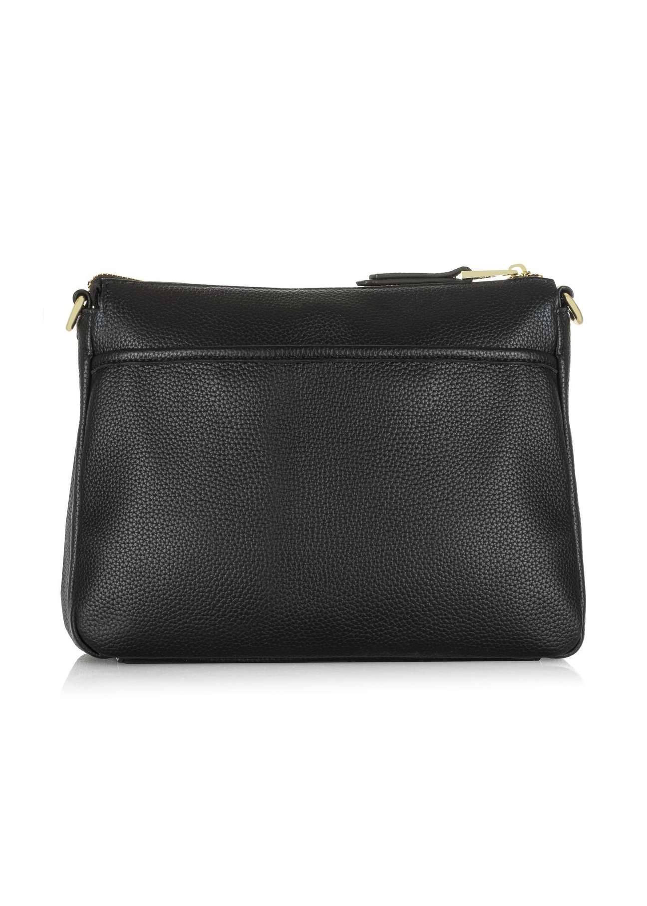 Black women's messenger bag made of imitation leather TOREC-0966A-99(Z25) - back view of the bag on a white background.