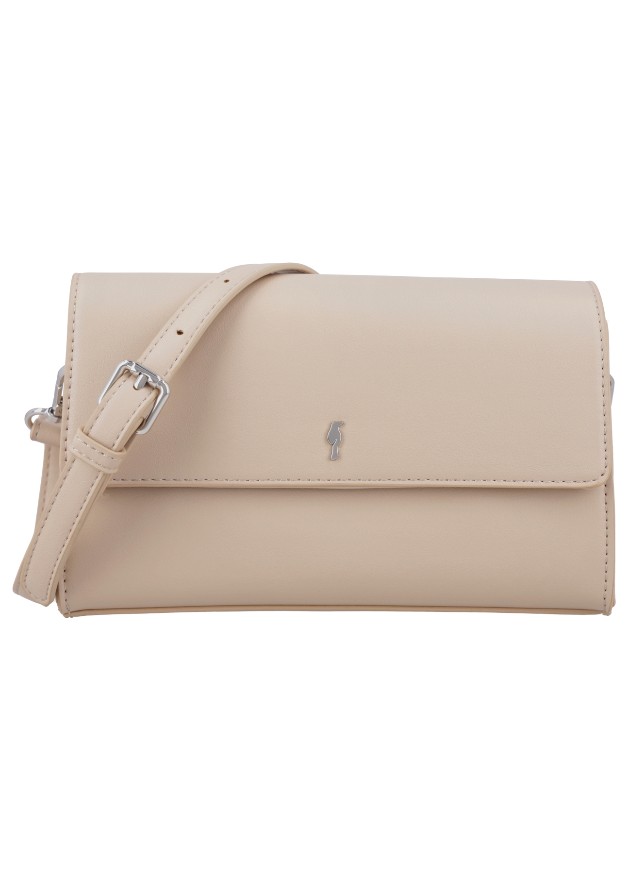Small women's handbag made of ecru imitation leather TOREC-1324-0B(Z26), front product view, on white background.