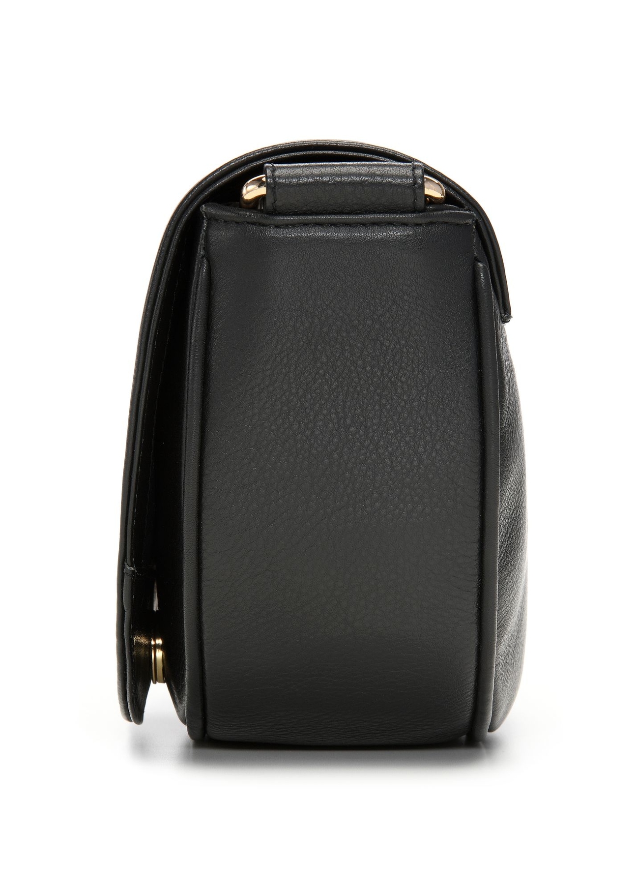 Black leather women's messenger bag TORES-1315-99(Z26) - side view of the product, on a white background.