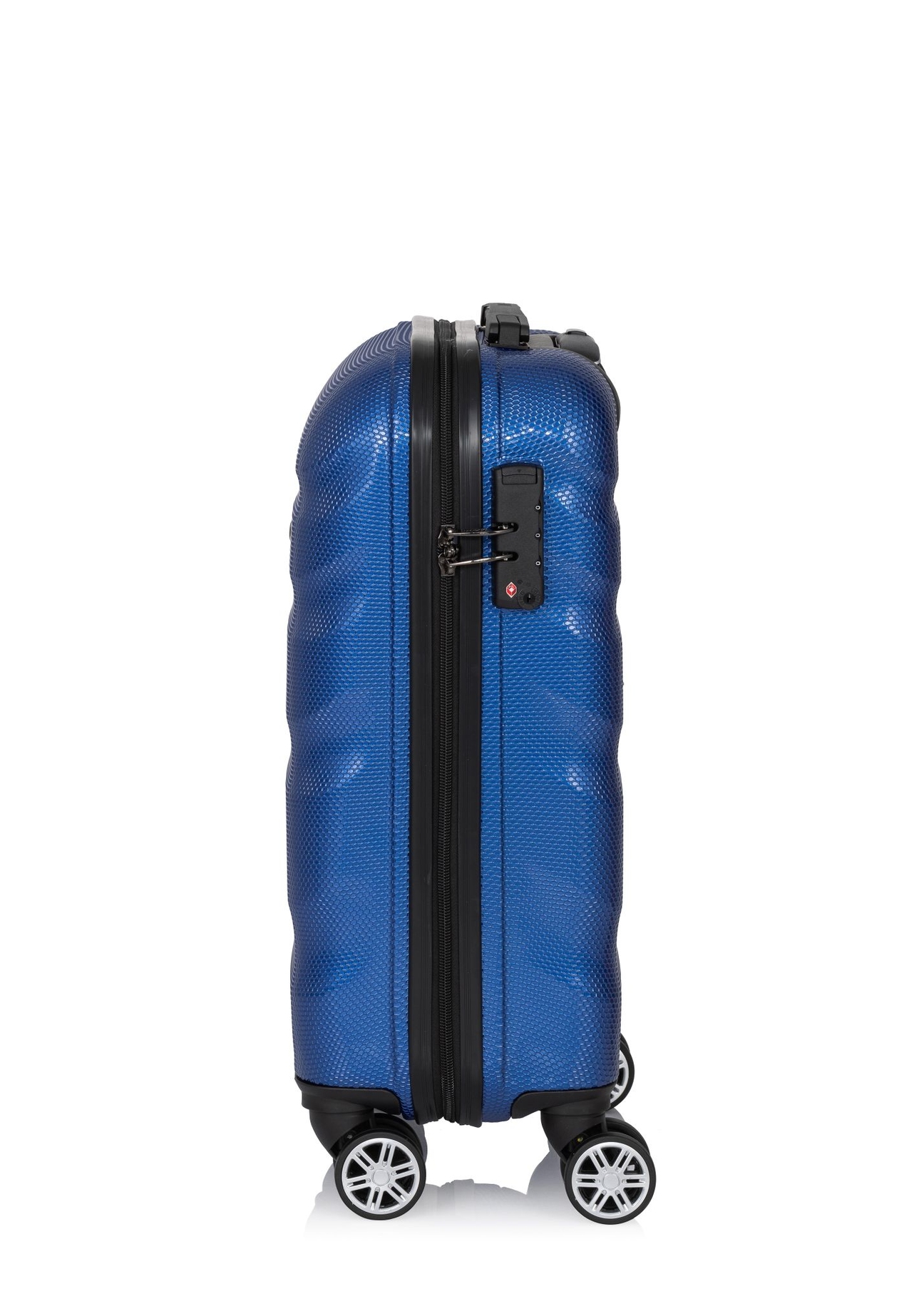 Small suitcase on wheels WALPC-0012-7C-19(W26), side view of the product on a white background.