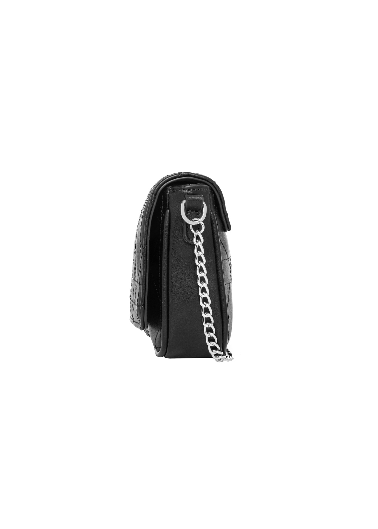 Black small messenger bag TOREC-1254-9P(Z26), side view of the product on a white background.