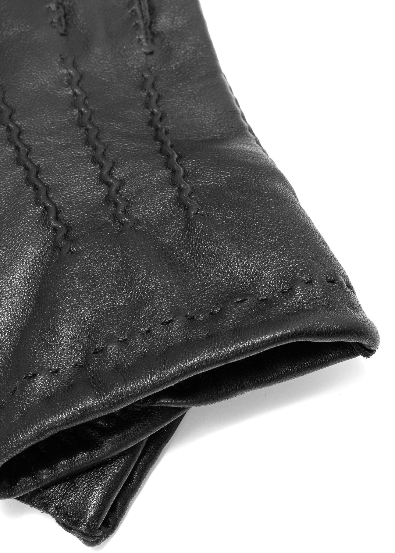 Men's black leather gloves REKMS-0081-99(Z25)