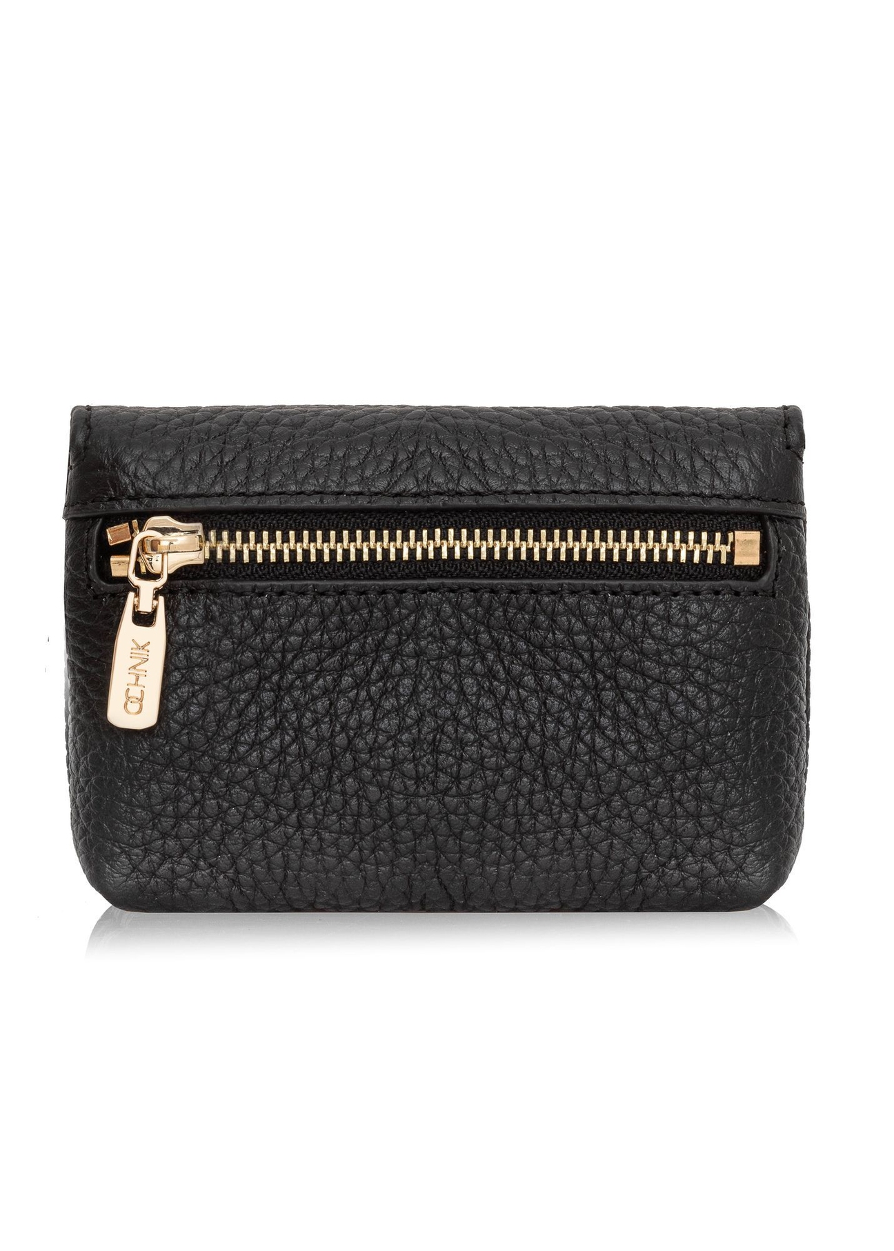 Black small leather women's wallet PORES-0895G-99(Z25), product view from the back on white background.