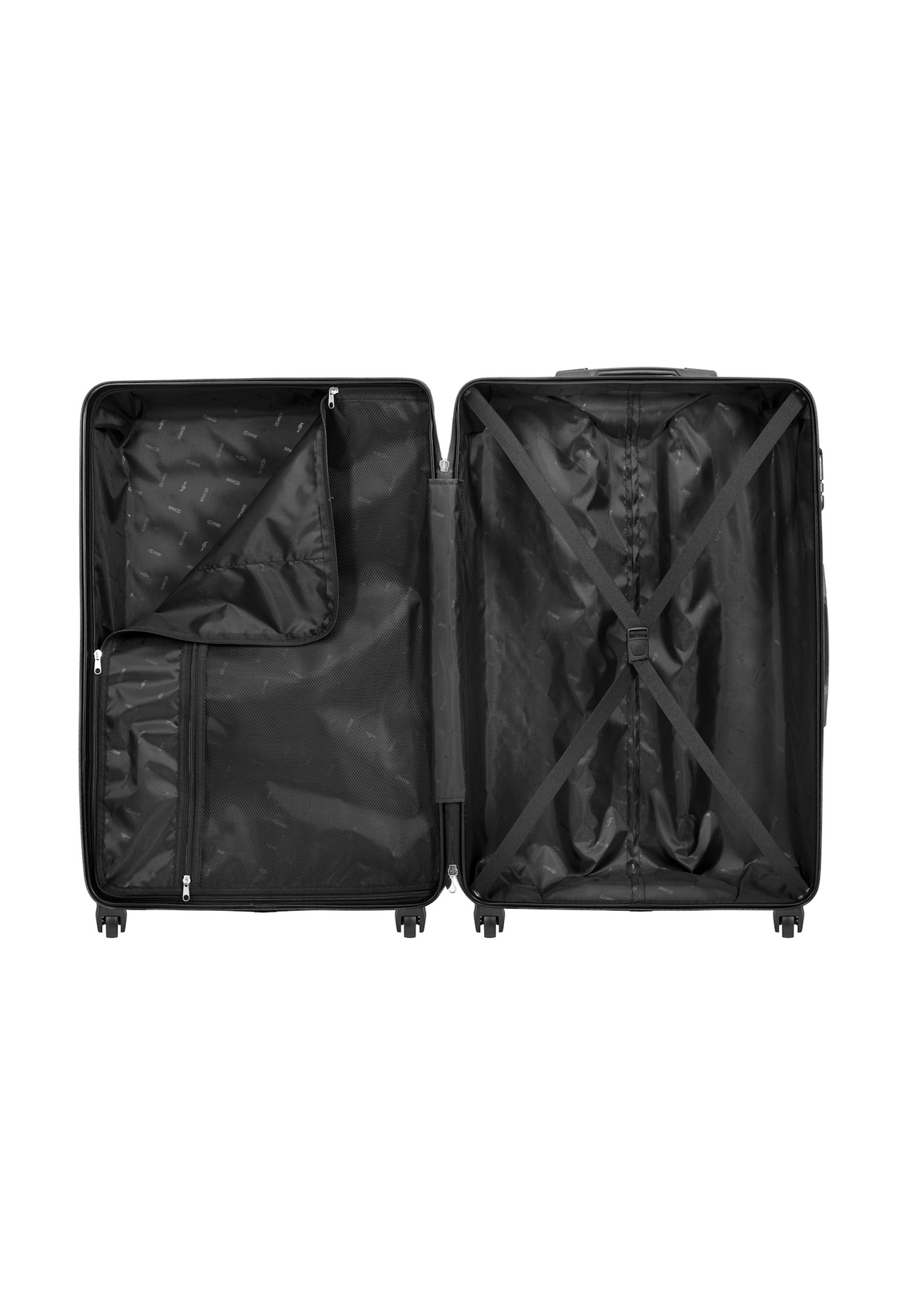 Large suitcase on wheels WALAB-0081-99-28(W26), product view inside on white background.