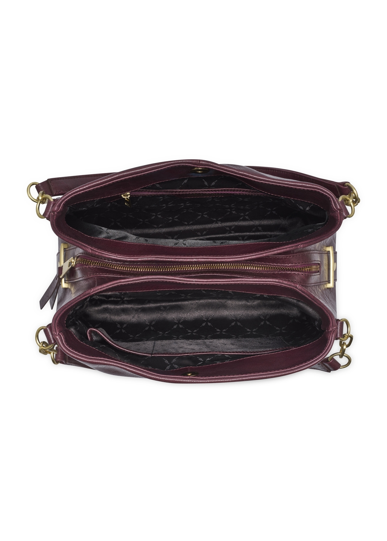 Burgundy leather women's shopper bag TORES-0636-4D(Z26), product view inside on white background.