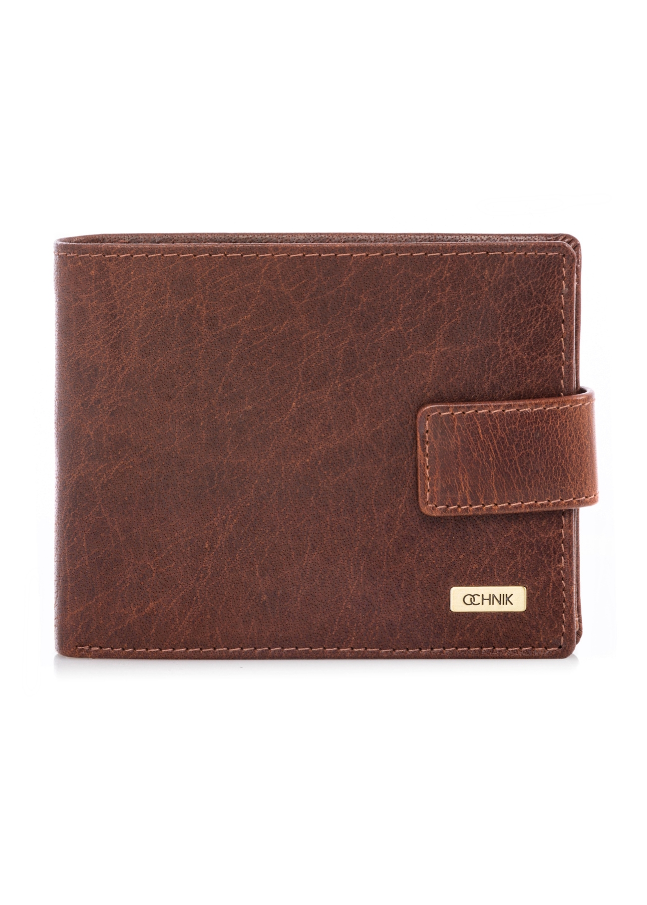 Men's leather wallet in cognac color PORMS-0691-1H(W26), front product view on white background.