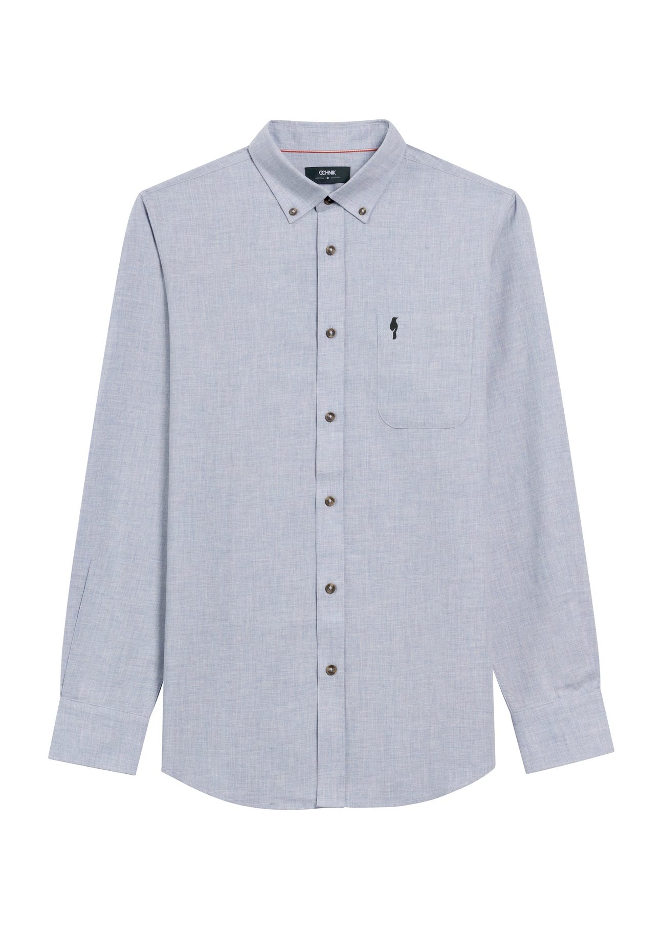 Blue cotton men's shirt KOSMT-0299A-62(Z25), front product view on white background.