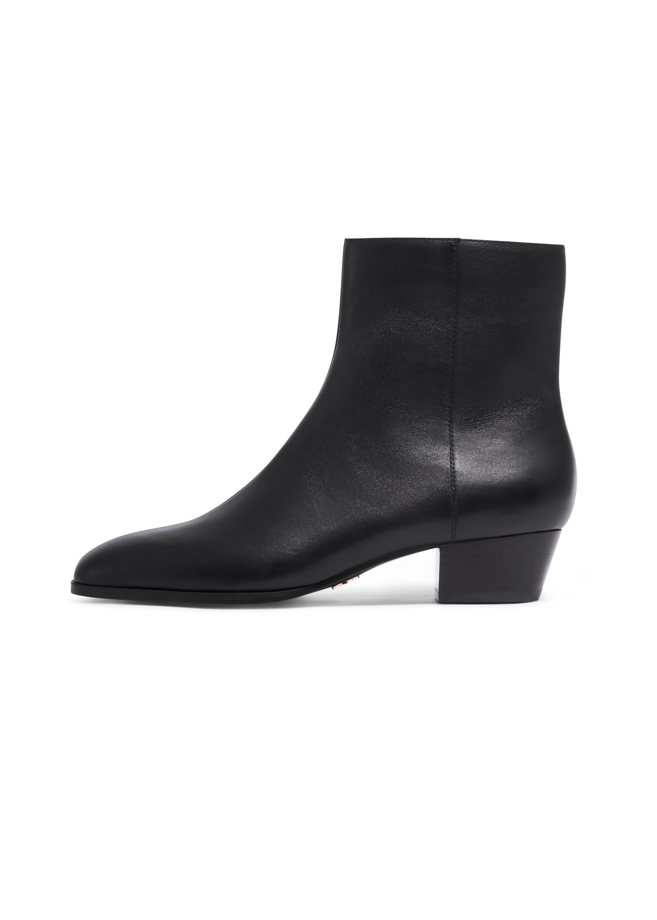 Black leather women's ankle boots BUTYD-1303-99(Z26), side view of the product on a white background.
