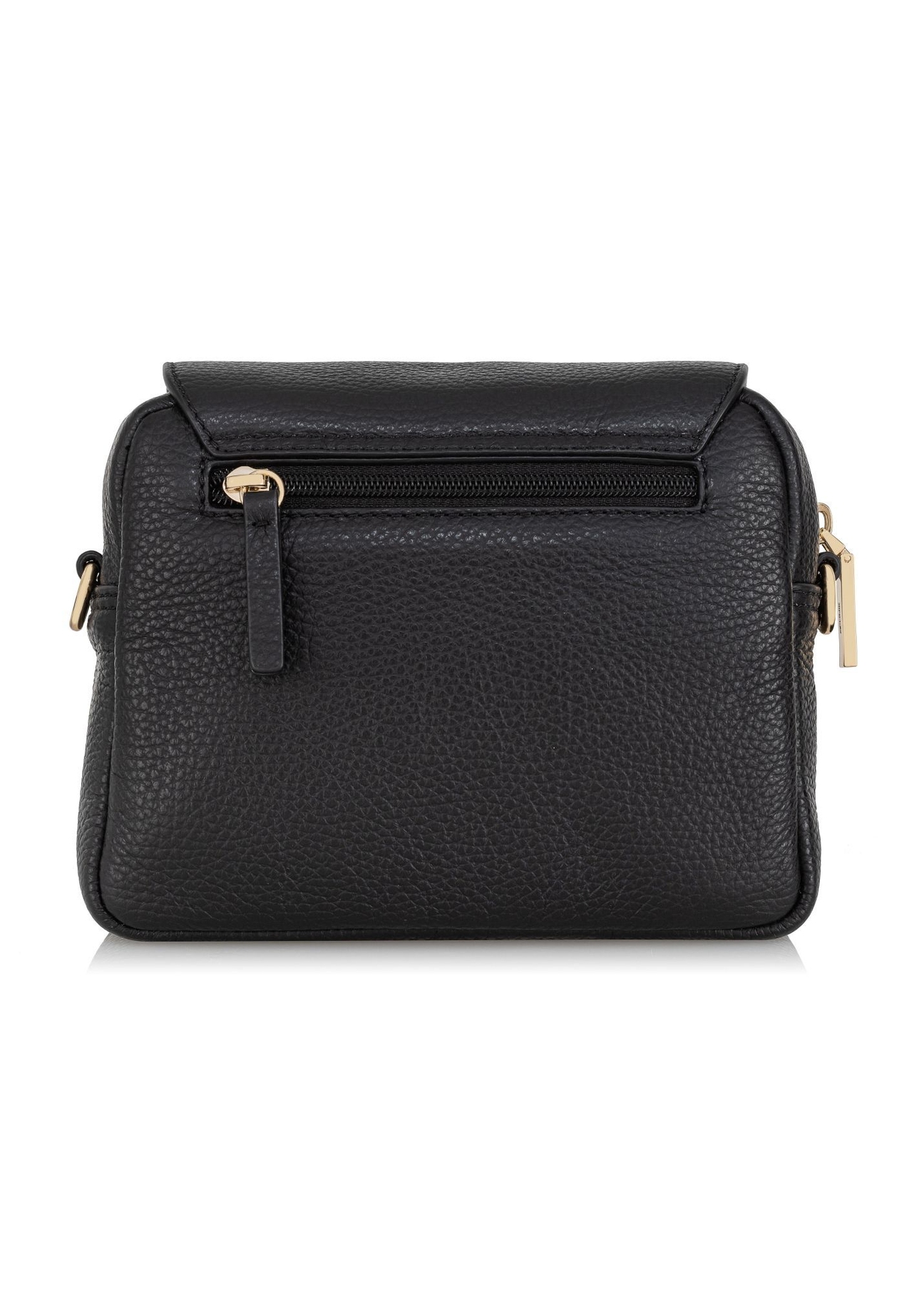 Black small leather women's handbag TORES-0958E-9I(W26), product view from the back on a white background.