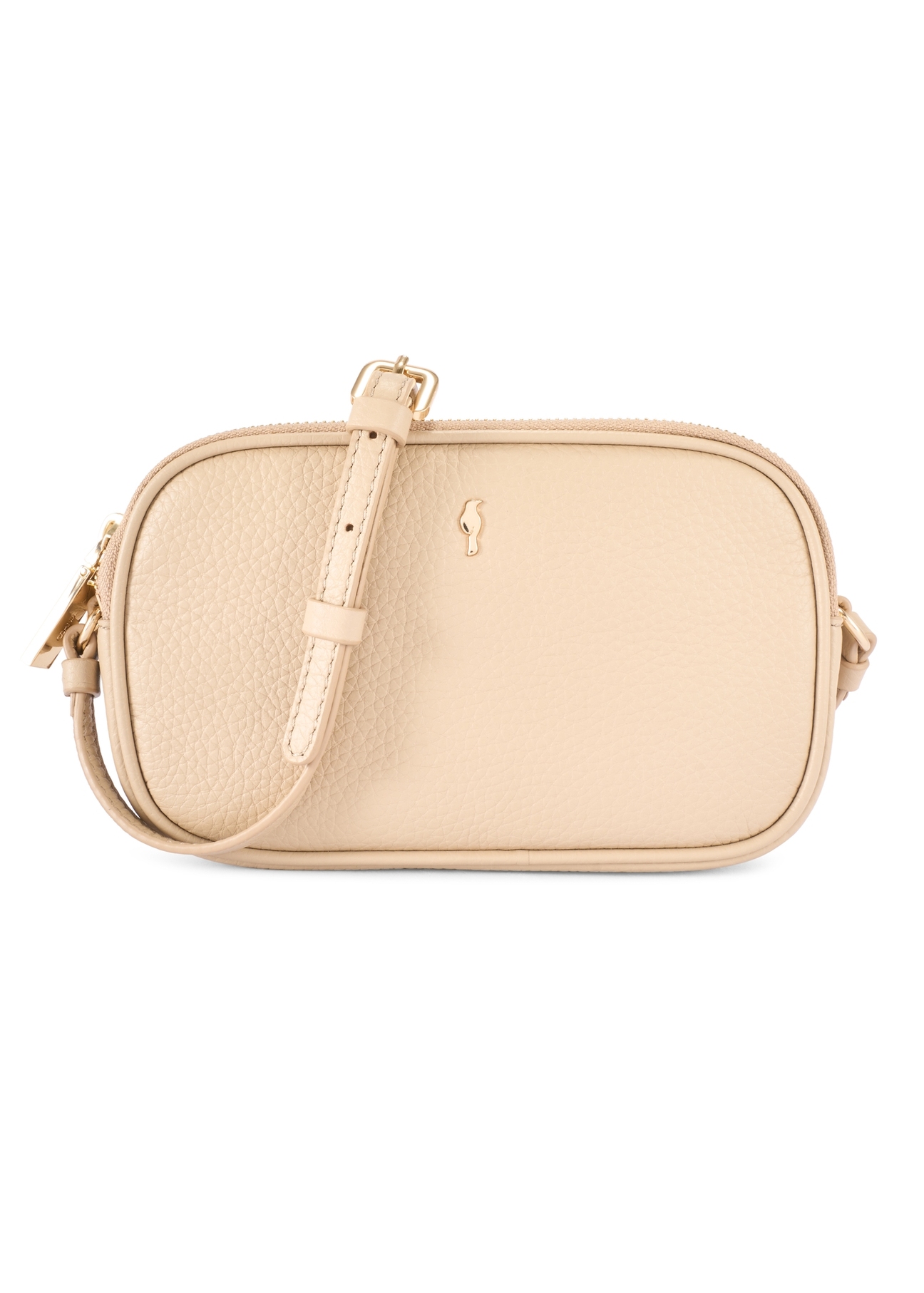 Small beige leather women's handbag TORES-0466E-1B(W26) - front product view, on white background.