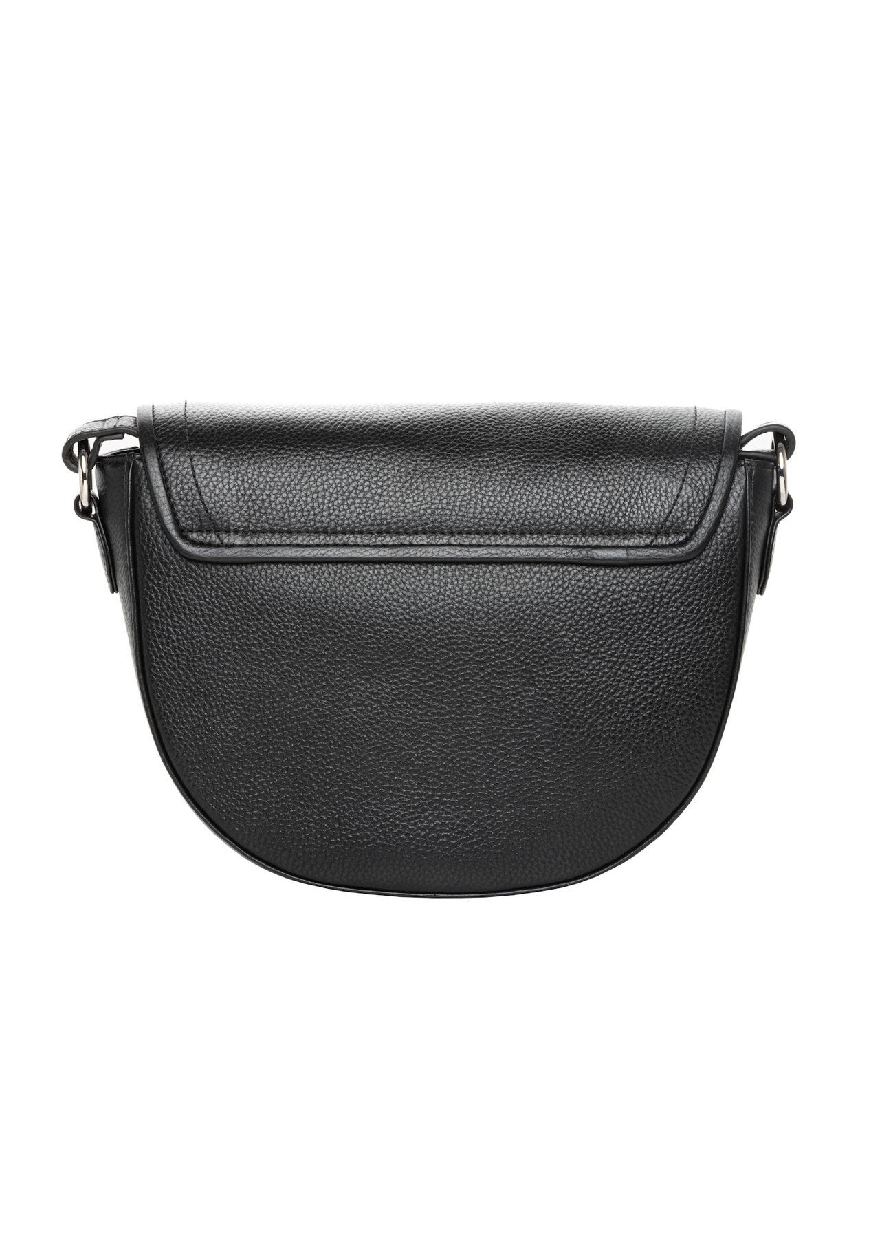 Women's black leather messenger bag TORES-1346-9I(Z26), back view of the product on a white background.